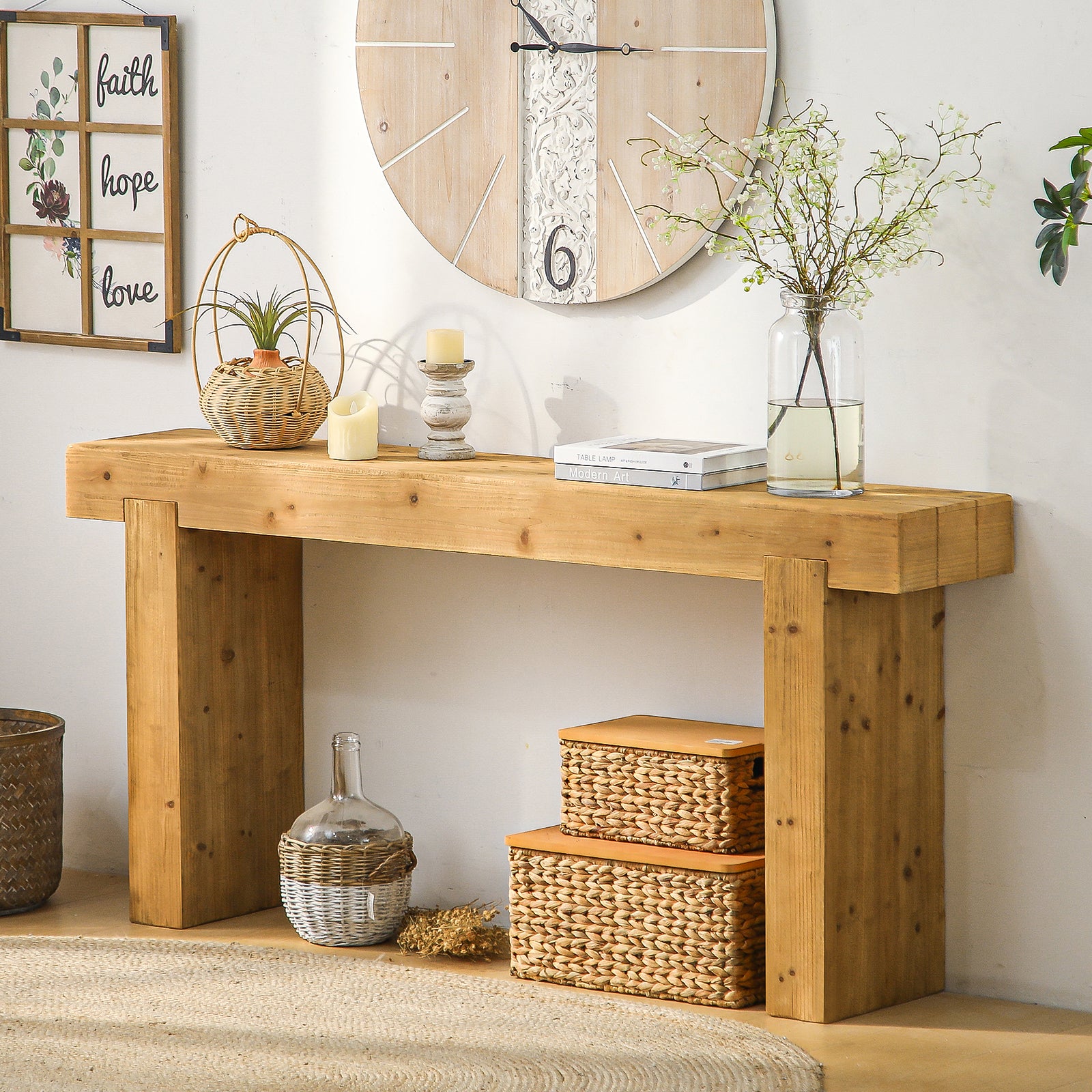 Rustic Farmhouse Solid Wood Sofa Table