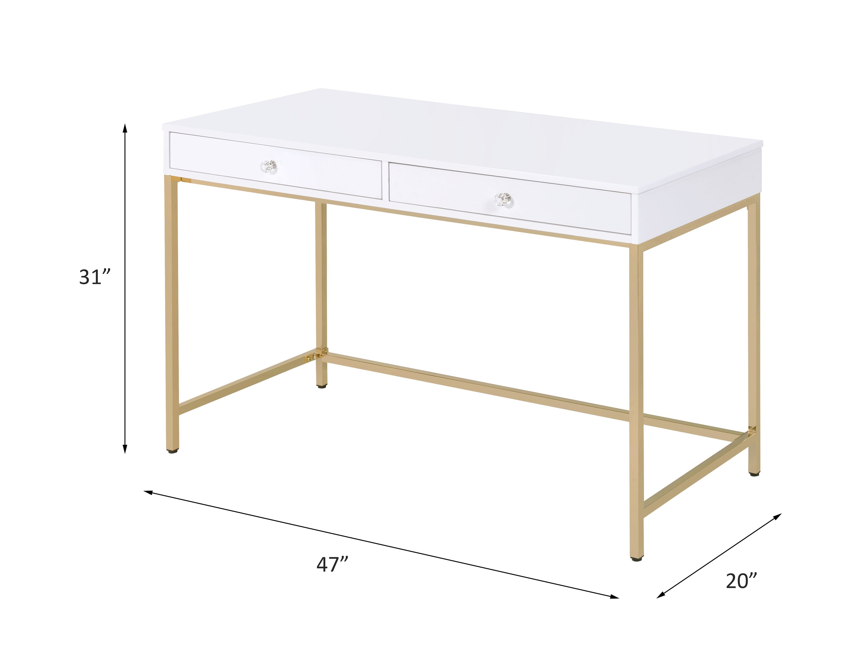Ottey High Gloss & Gold Finish Writing Desk