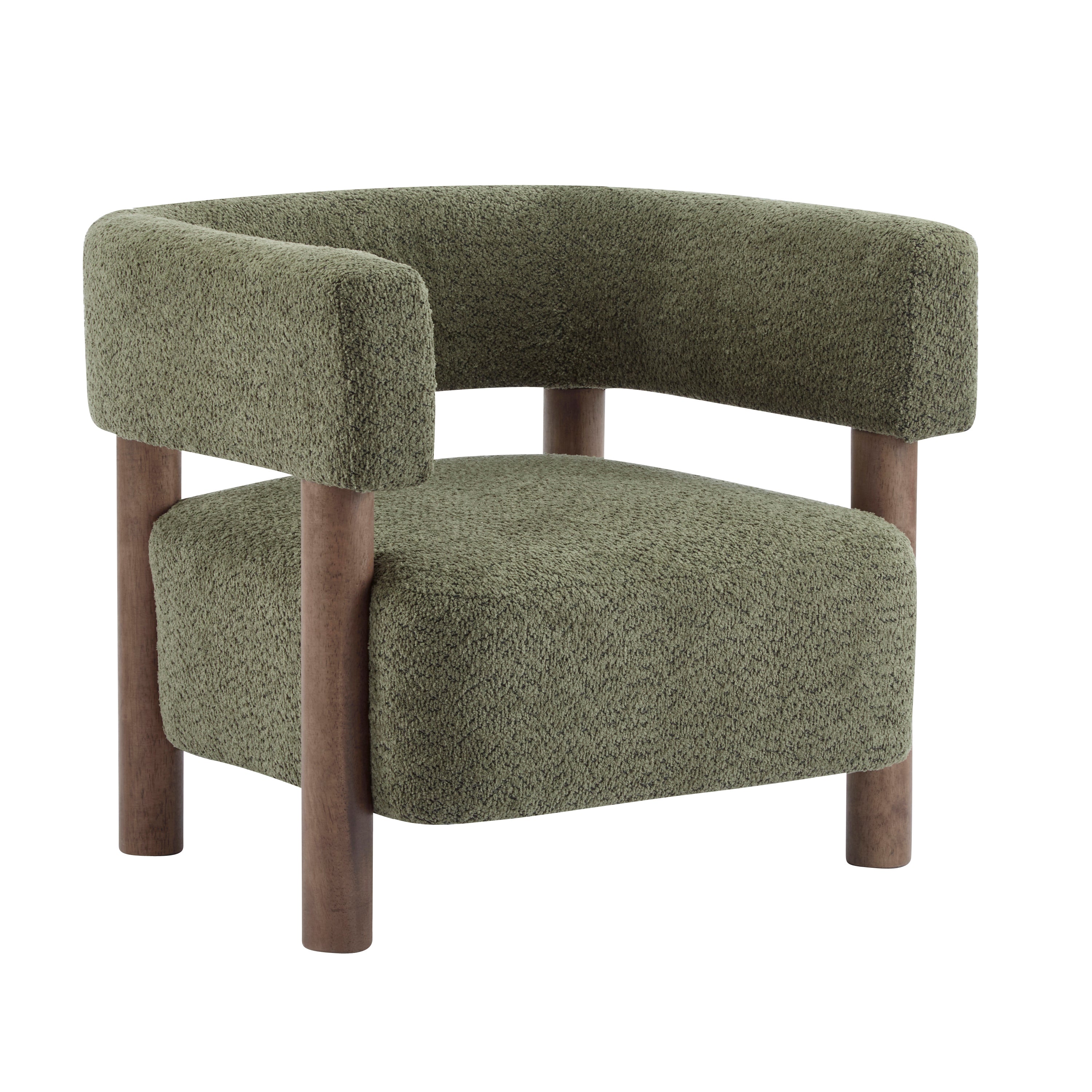 Boucle Upholstered Accent Arm Chair with Modern Wooden Frame
