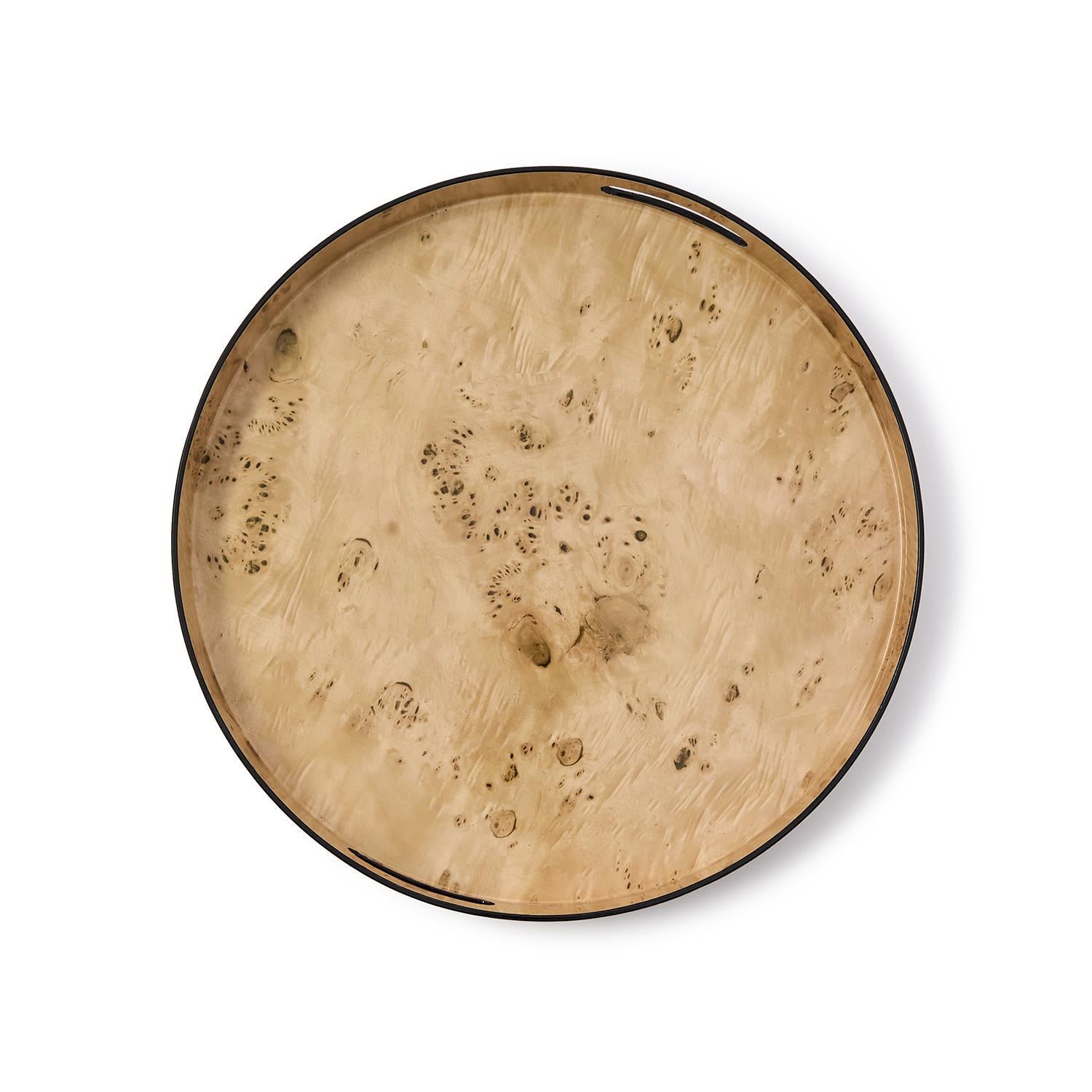 Burled Wood Pattern Round Tray, Set of 3