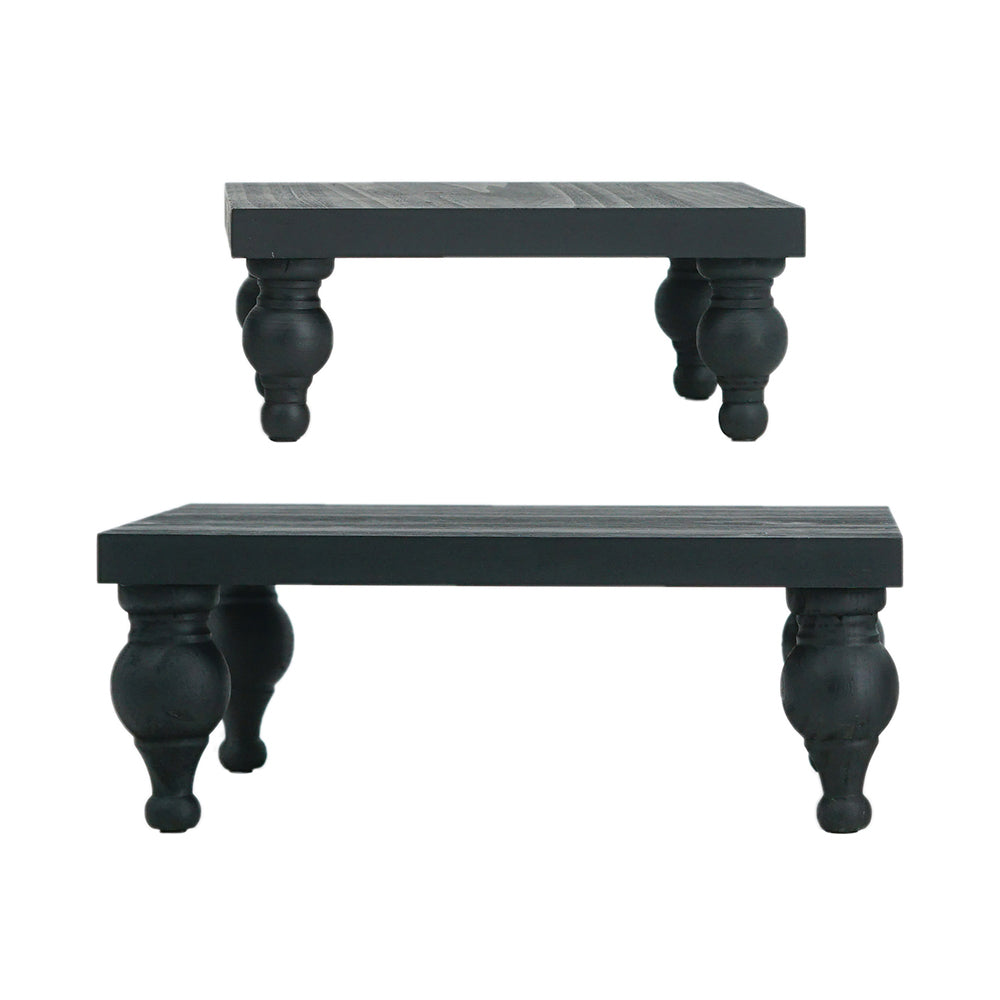 Black Wooden Square Risers, Set of 2