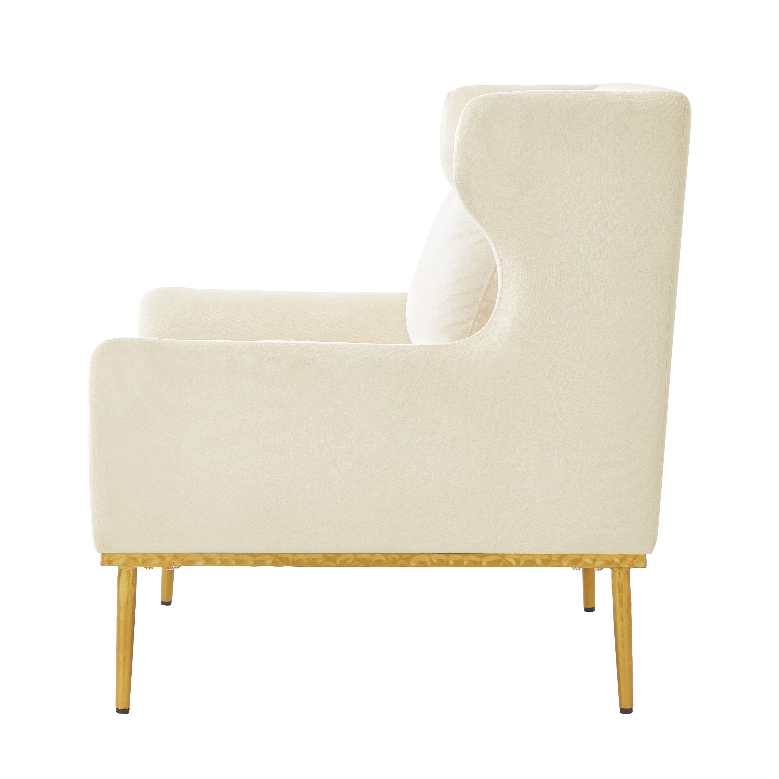 Modern Velvet Accent Chair with Arms and Gold Tone Legs