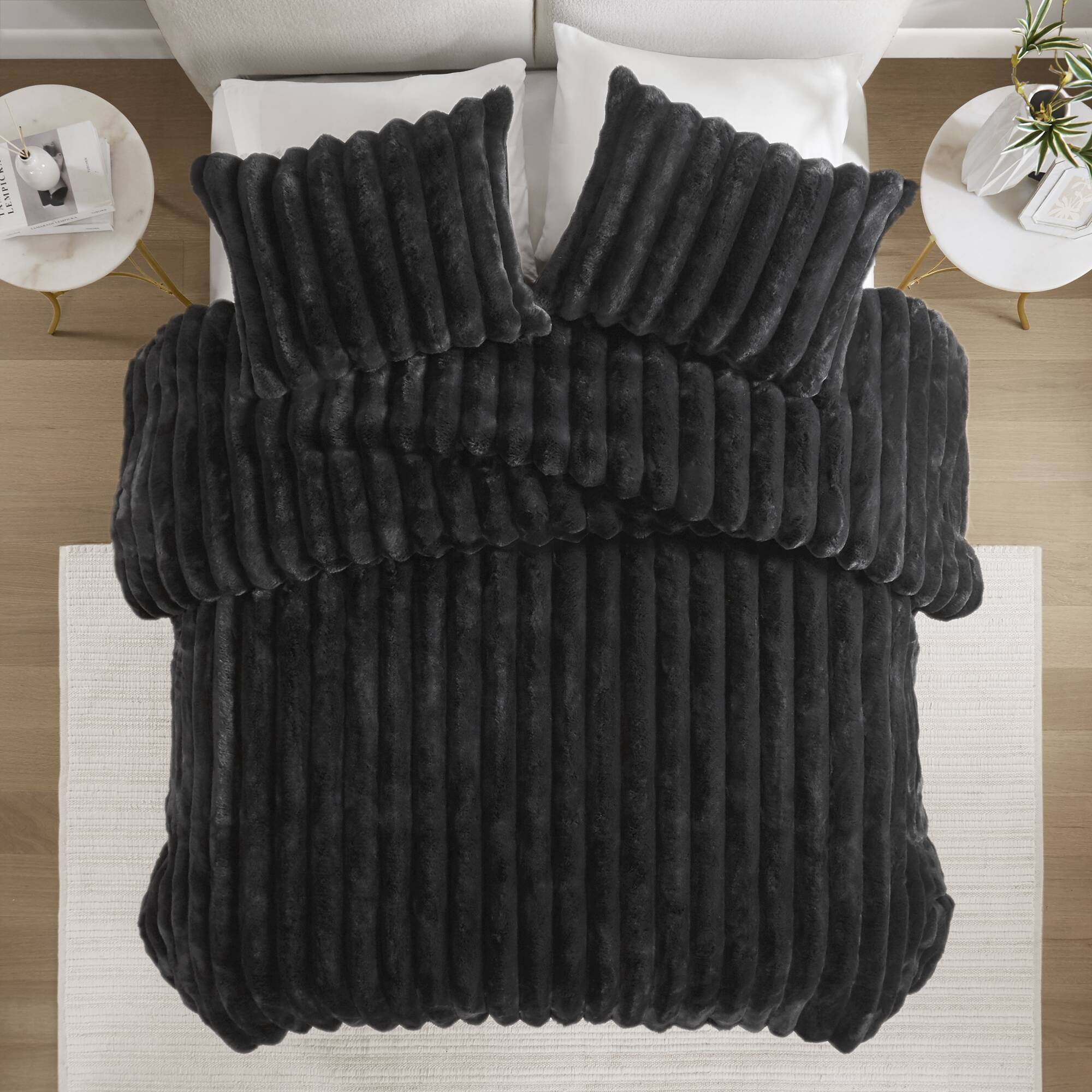 Ultrasoft Faux Fur Ribbed Comforter Set