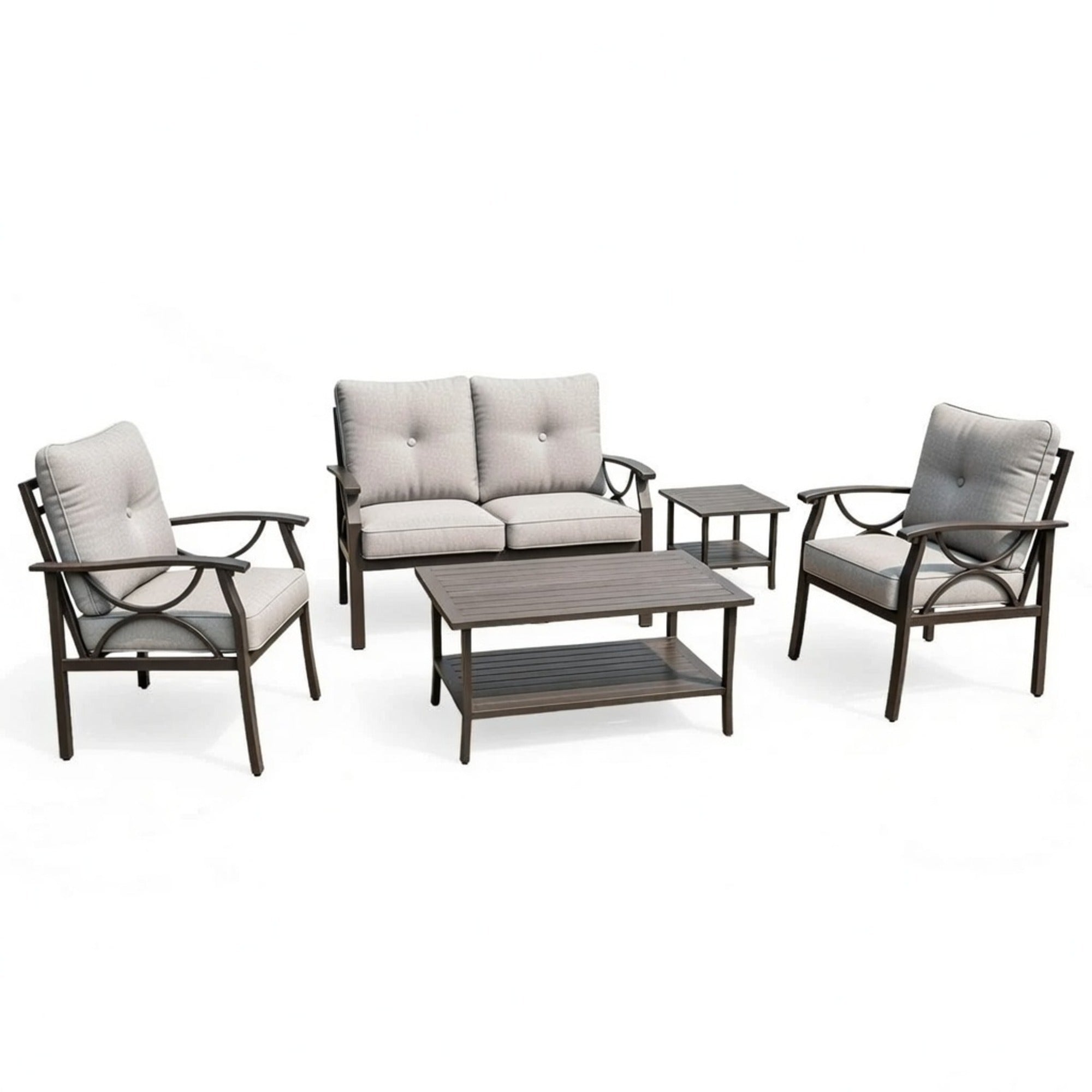 Marisol 5 Piece Metal Patio Furniture Set with Loveseat