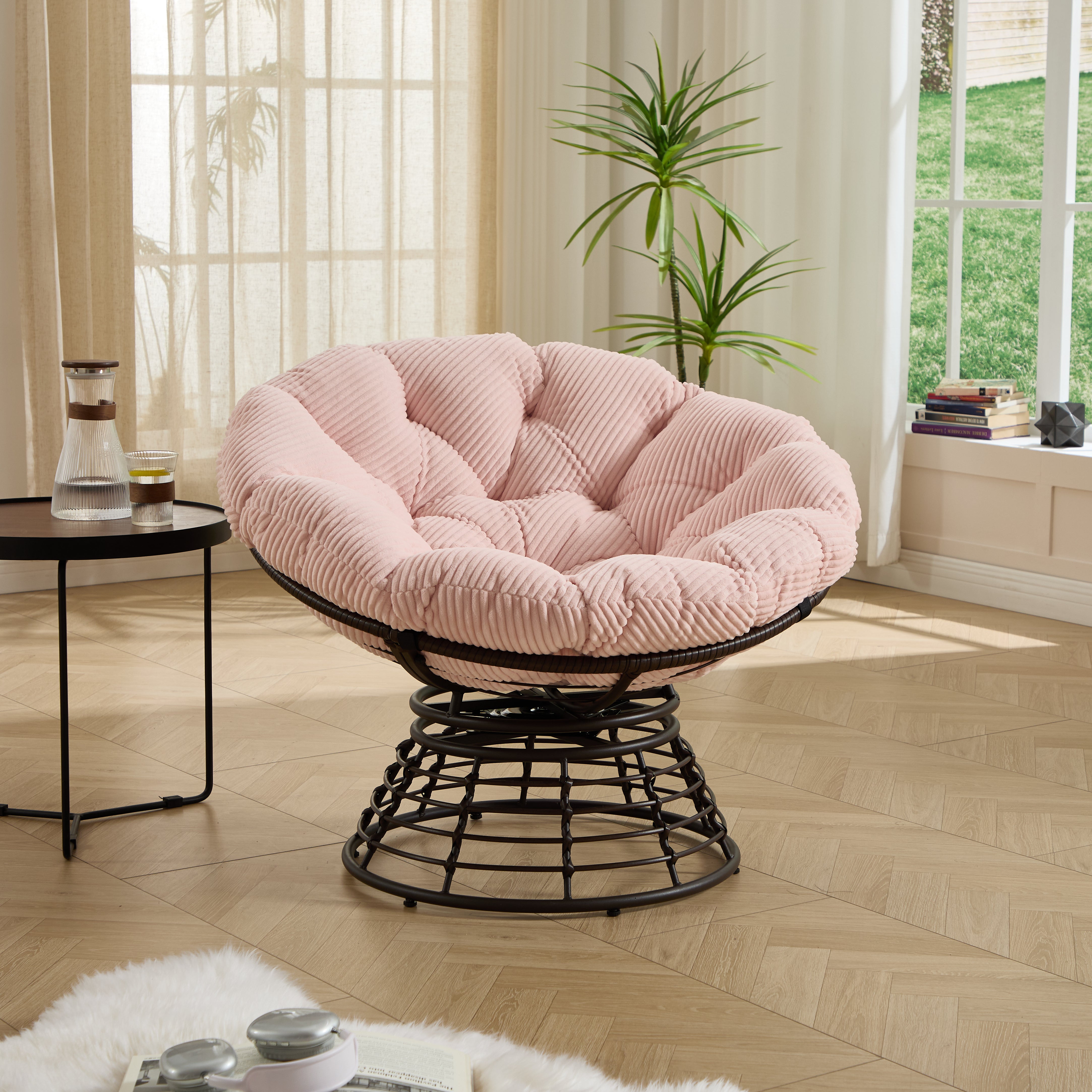 The Original Papasan™ 360° Swivel Indoor Outdoor Wicker Papasan Chair with Soft Thick Cushion