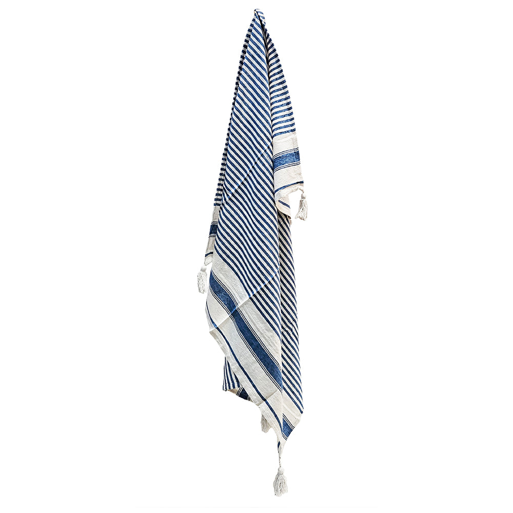 50x60' Brighton Blue Striped Throw Blanket, 2 Pack