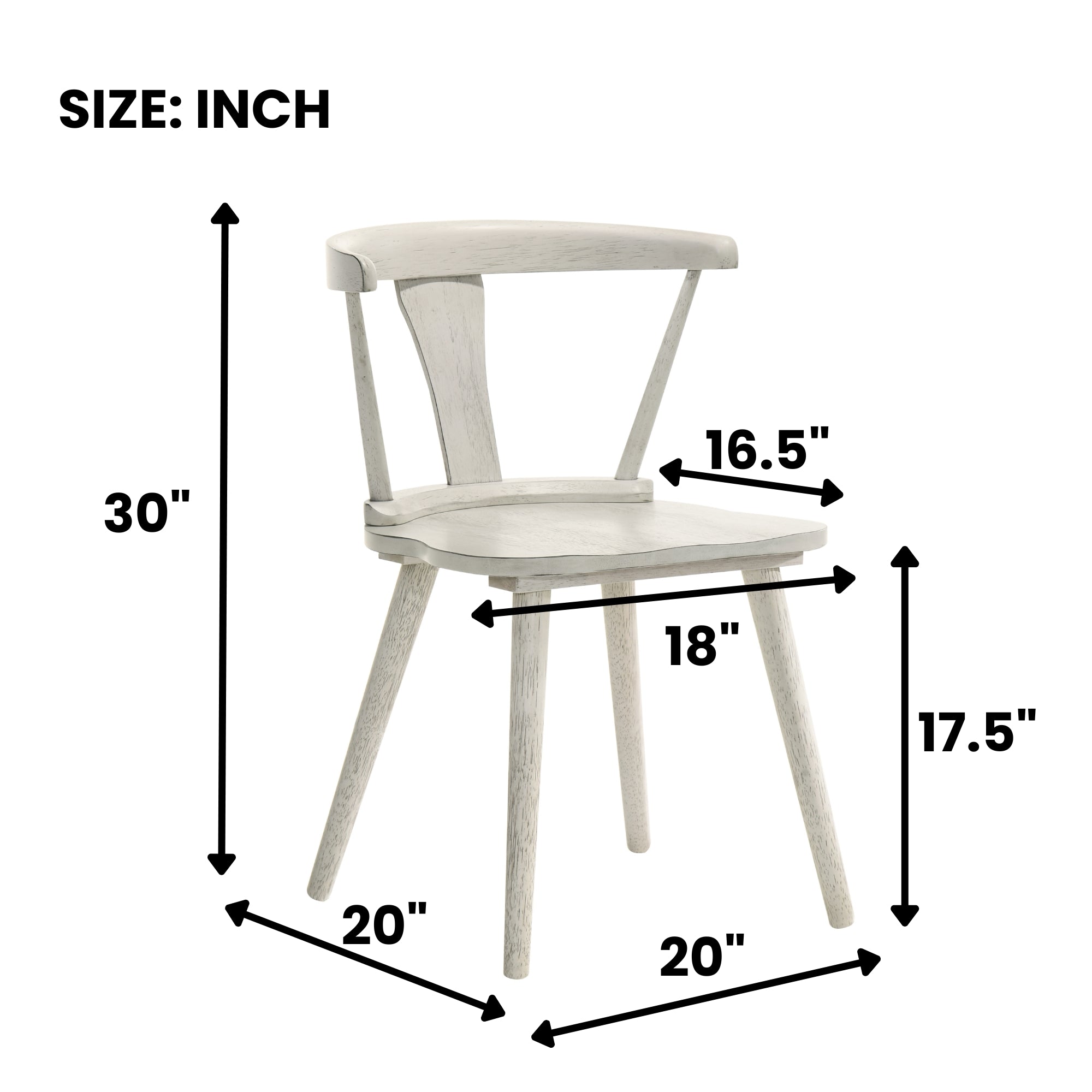 Modern Farmhouse Wood Dining Chairs, Set of 2