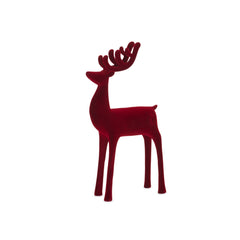 Red Flocked Deer Figurine (Set of 2)