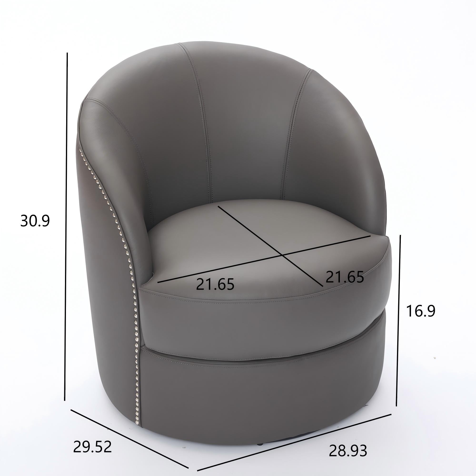 Top-Grain Leather Swivel Accent Chair