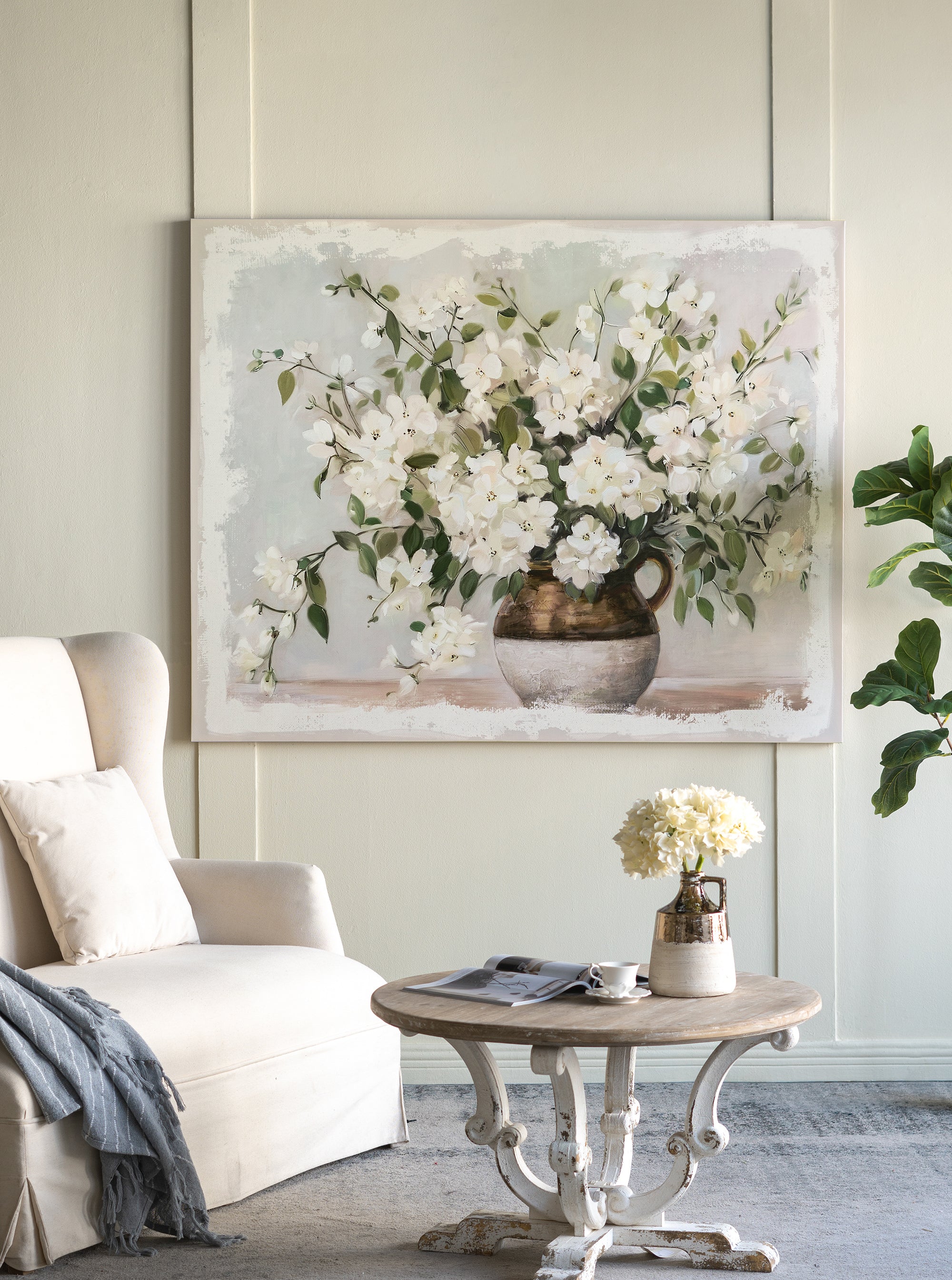 Large Barnyard Floral Canvas Wall Art Print