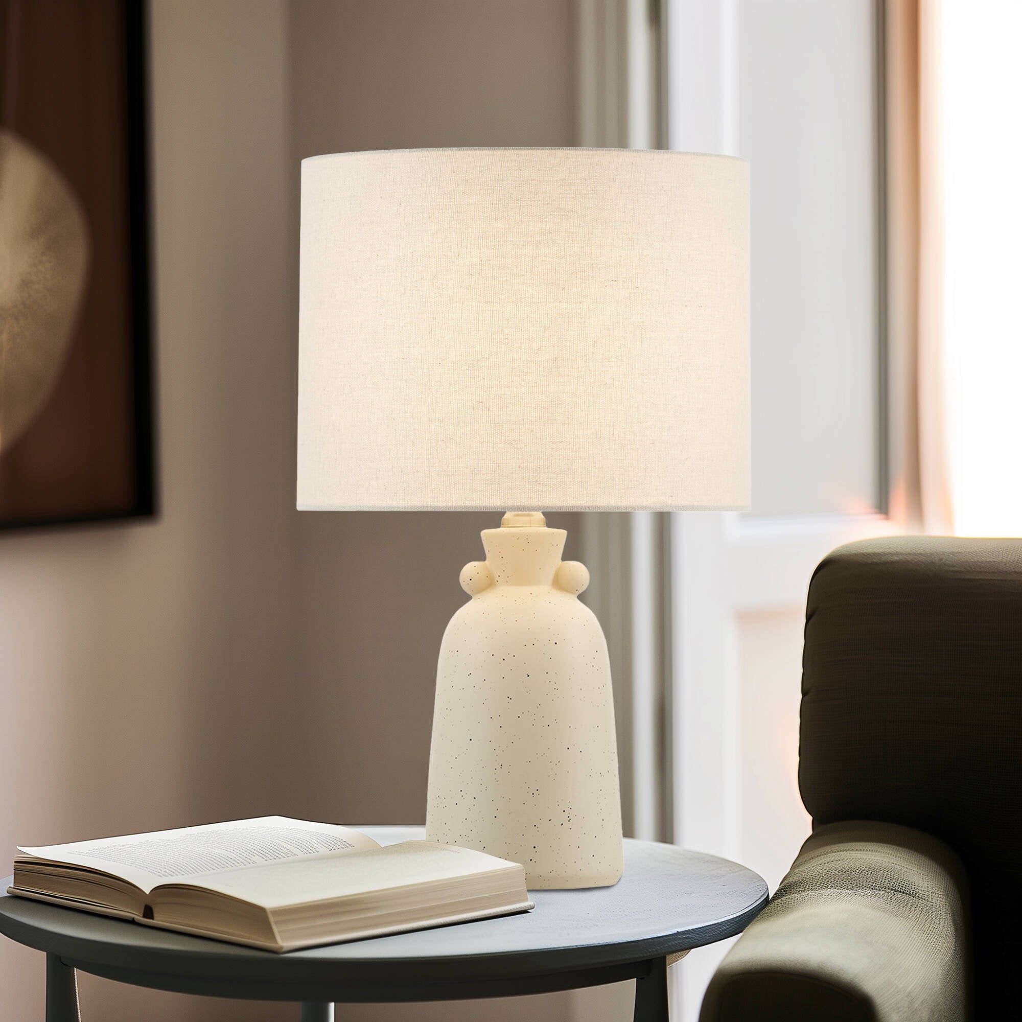 16" Ceramic Table Lamp with Drum Shade