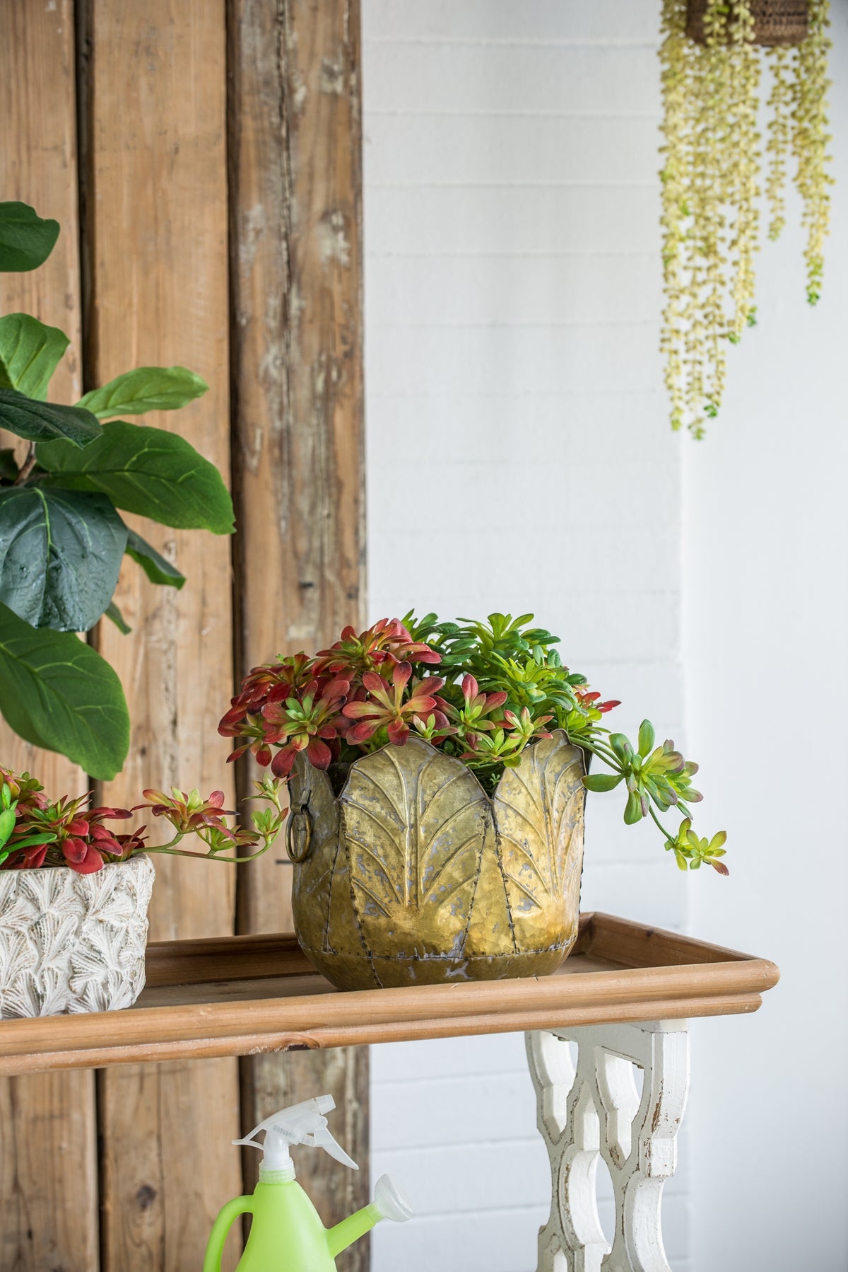 Set of 3 Distressed Metal Planters