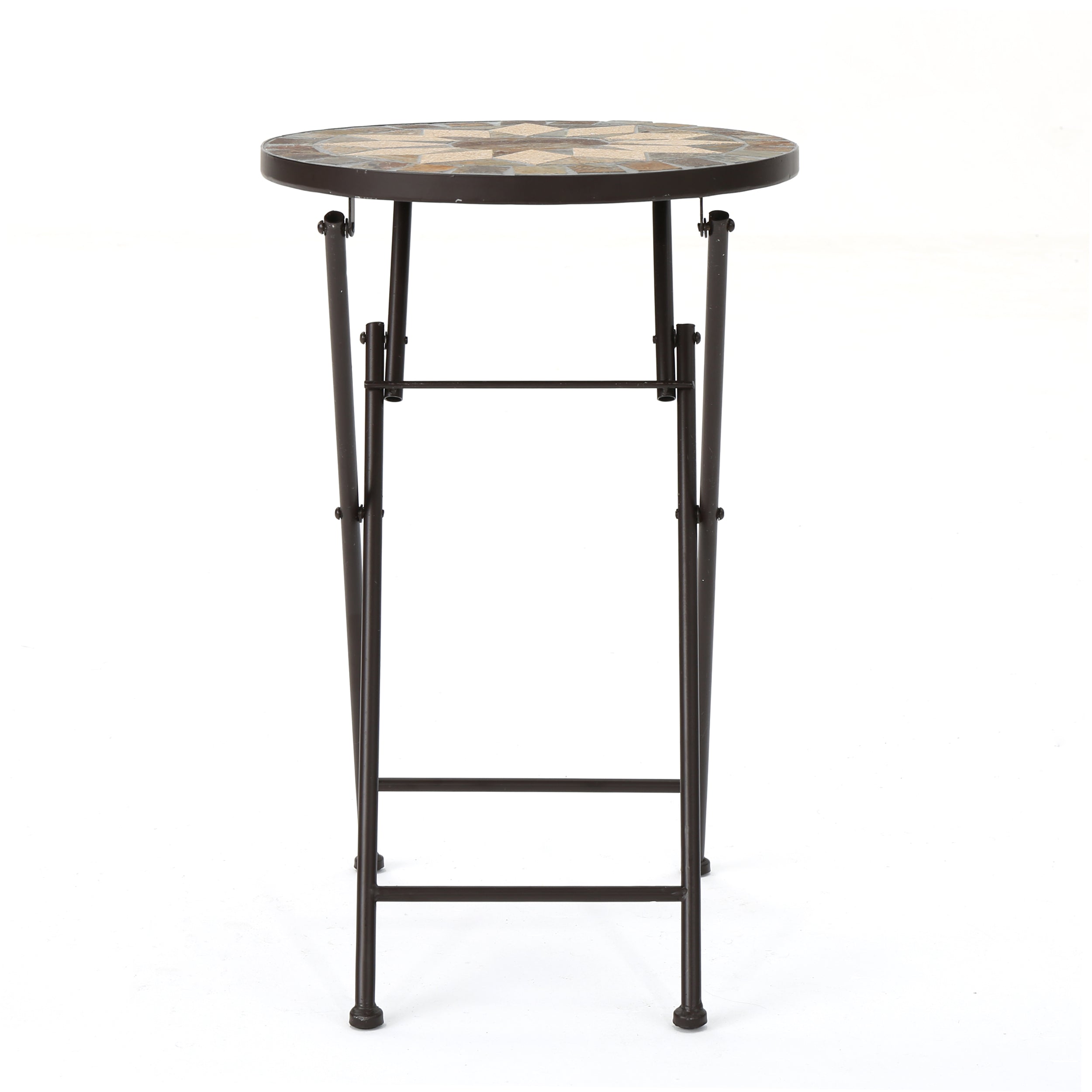 Outdoor Folding End Table with Sunburst Design