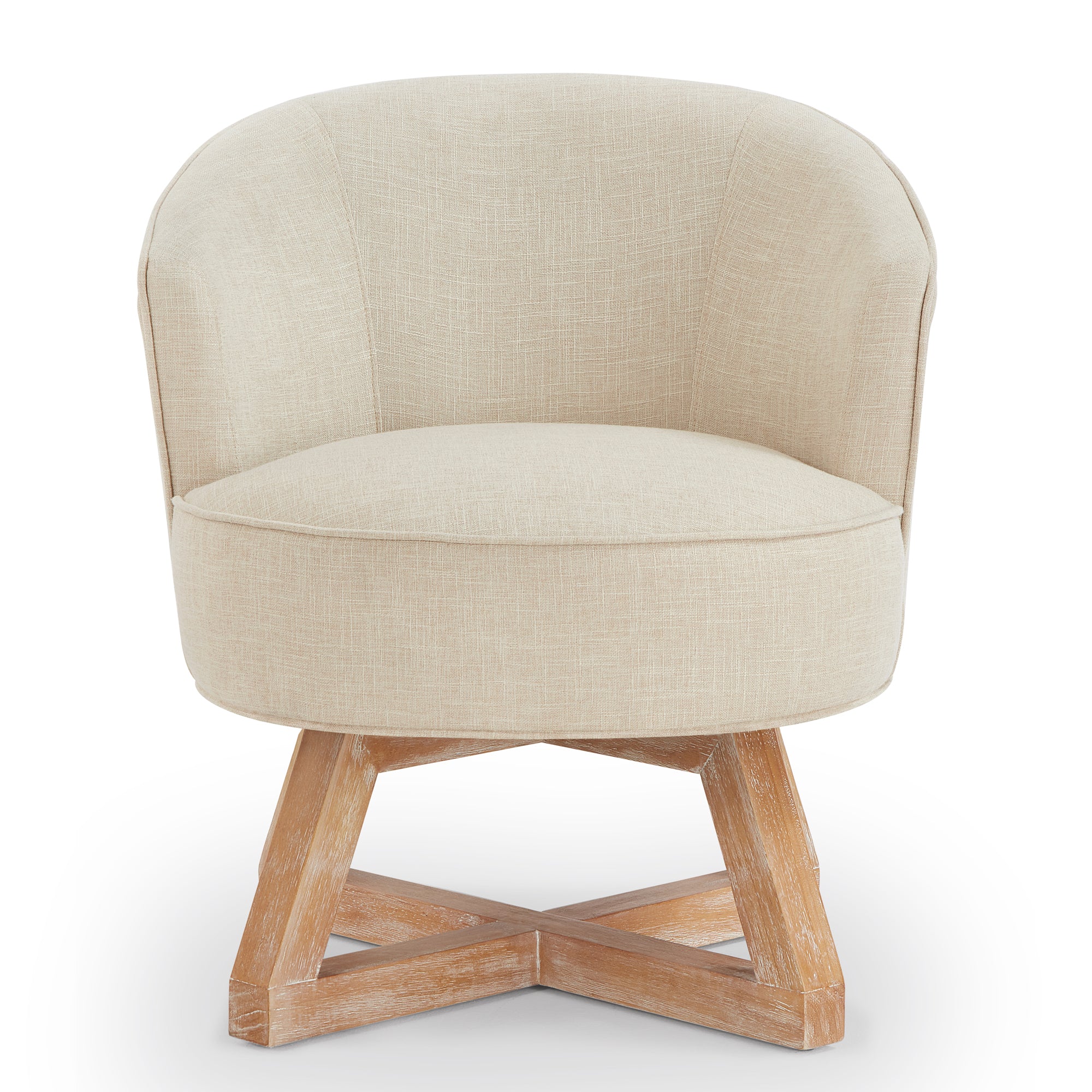 Linen 360° Swivel Chair with Cross-Shaped Wooden Base