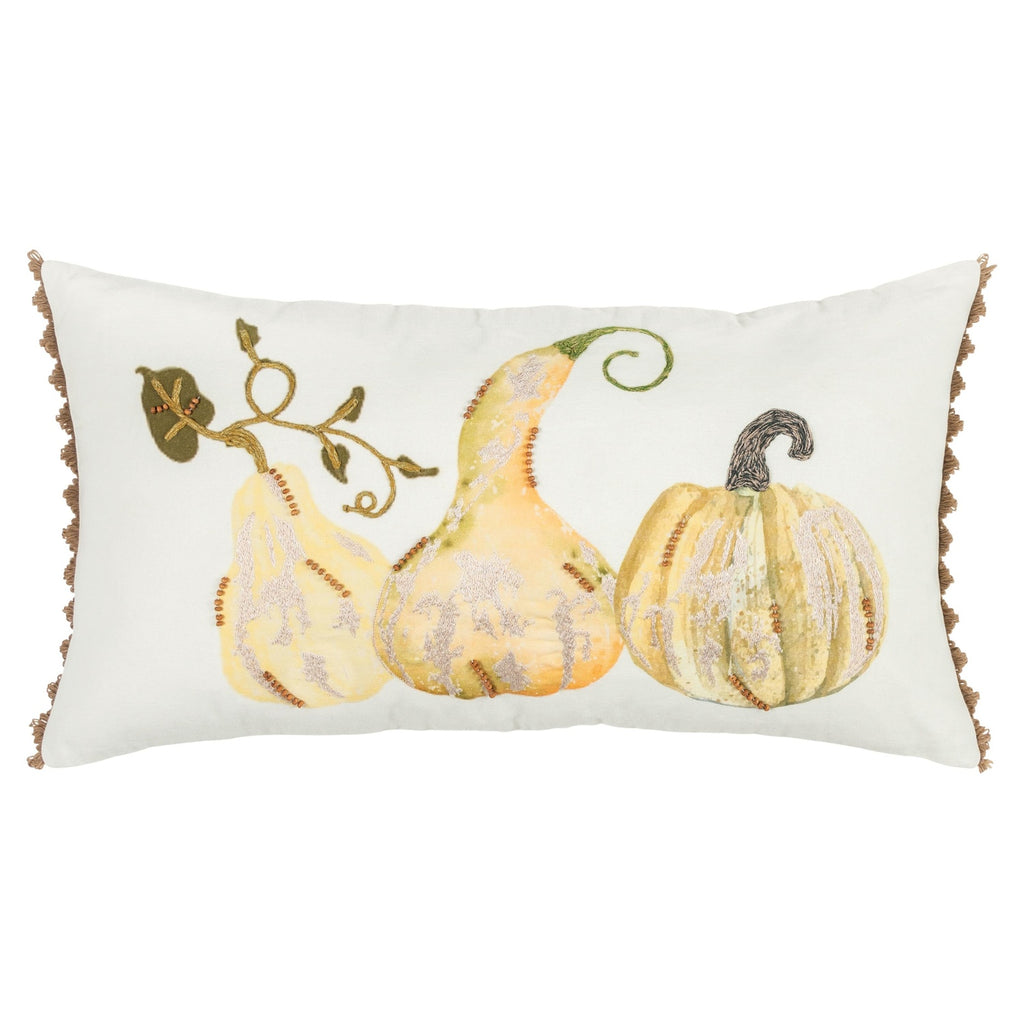Digital Print And Embroidery Cotton Gourds Decorative Throw Pillow