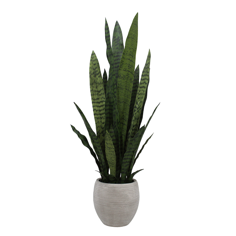 Faux Potted Snake Plant in Grey, 40 in