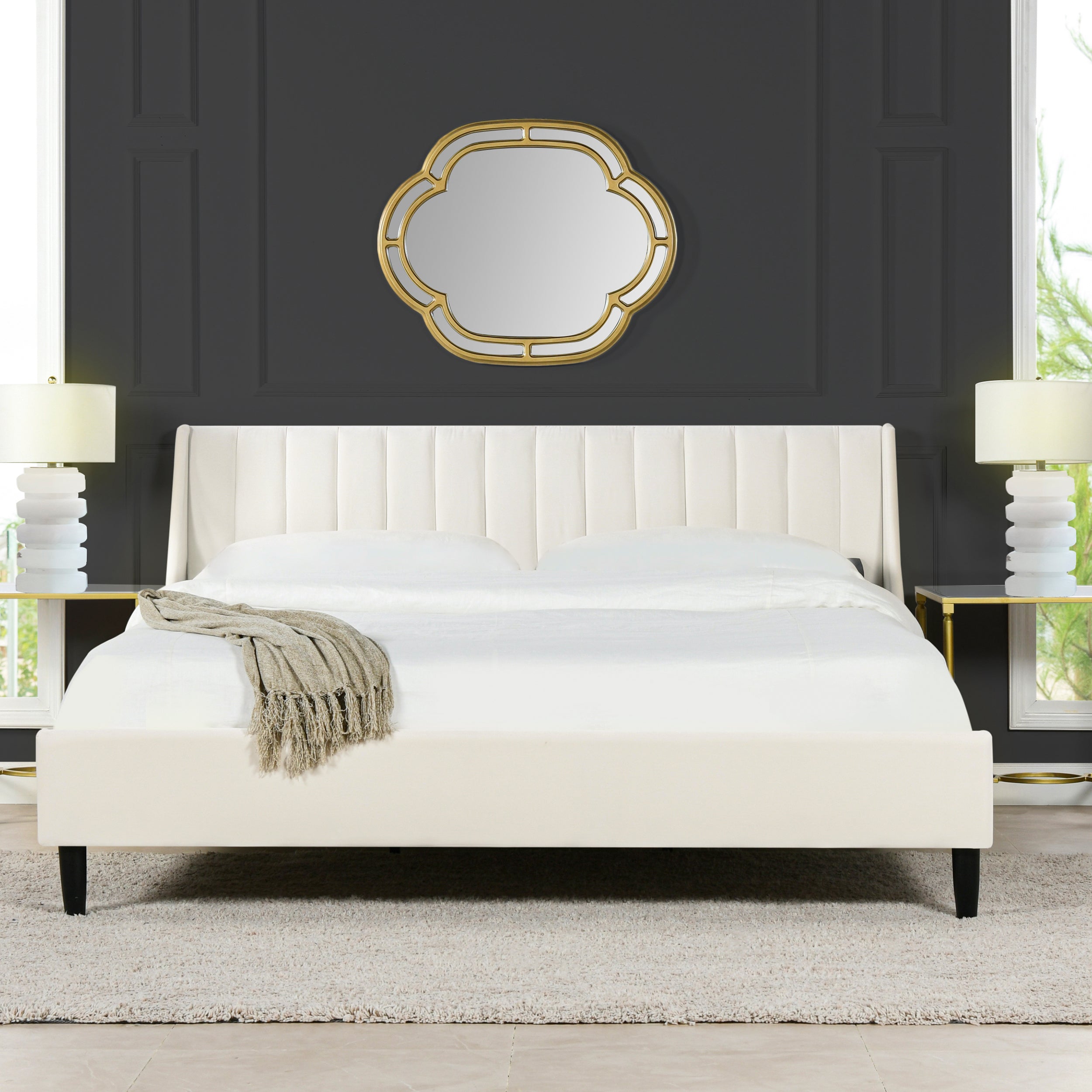 Asphodel Upholstered Platform Bed with Channel Tufted Headboard