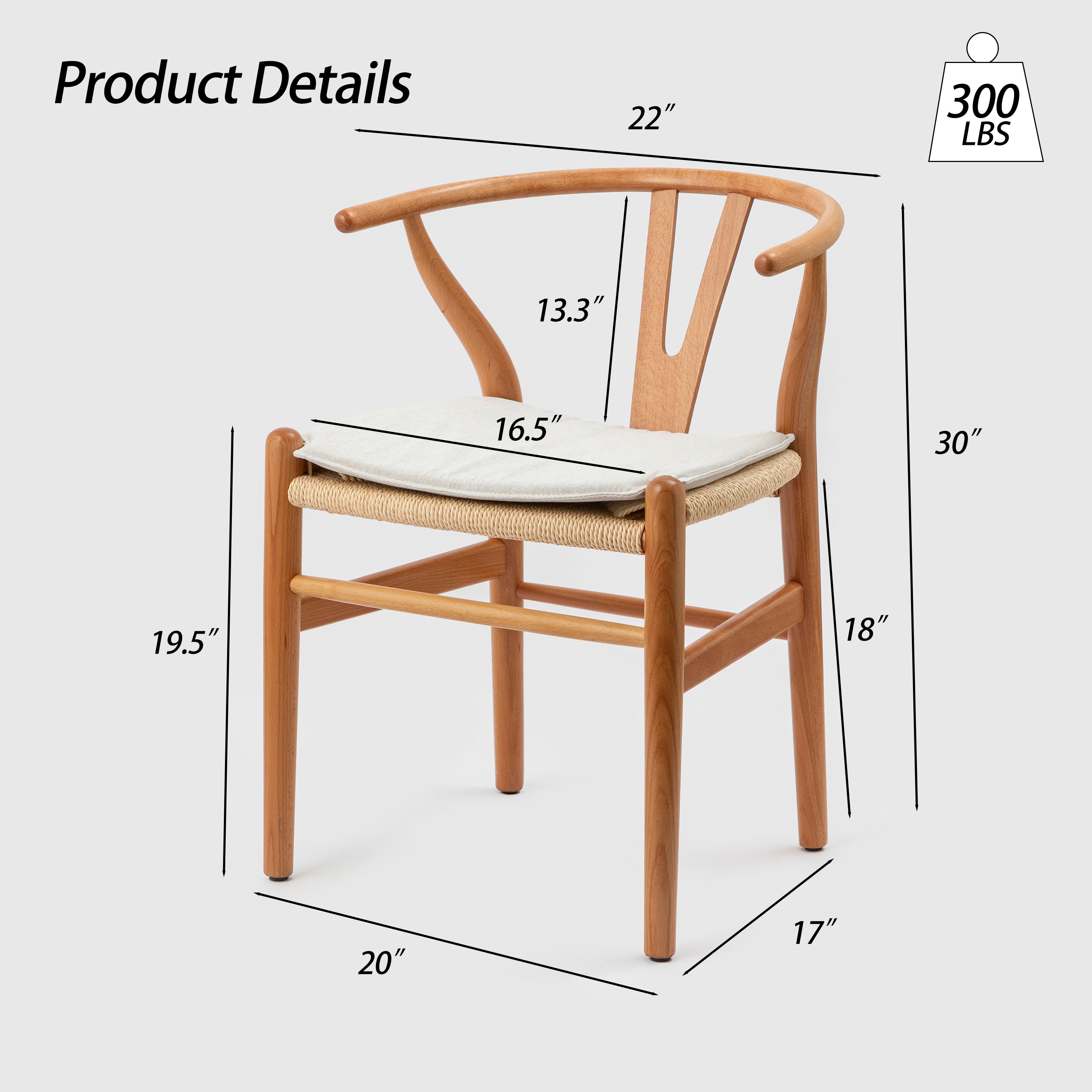 Garlandx Wood Dining Chair with Curved Back, Set of 2