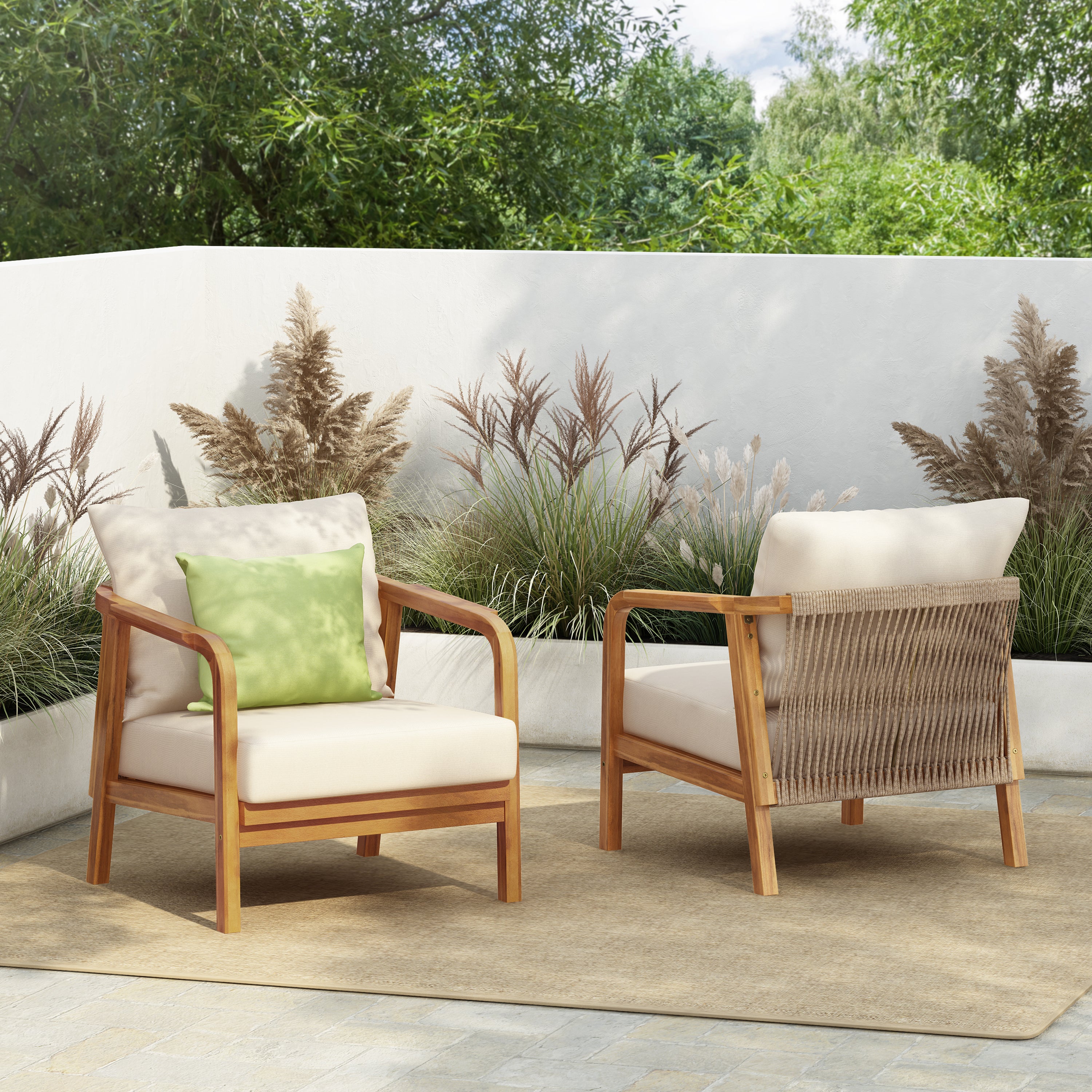 Calder Outdoor Lounge Chair with Woven Backrest