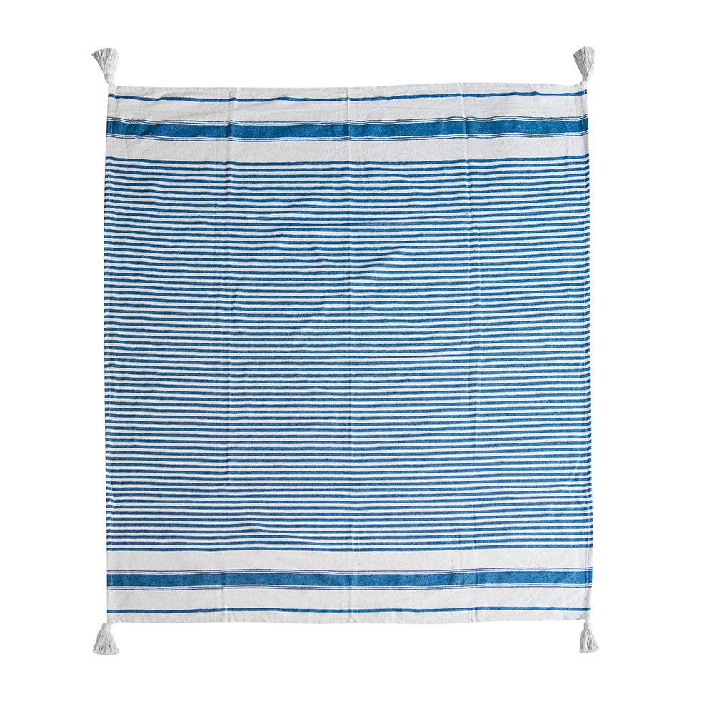 50x60' Brighton Blue Striped Throw Blanket, 2 Pack