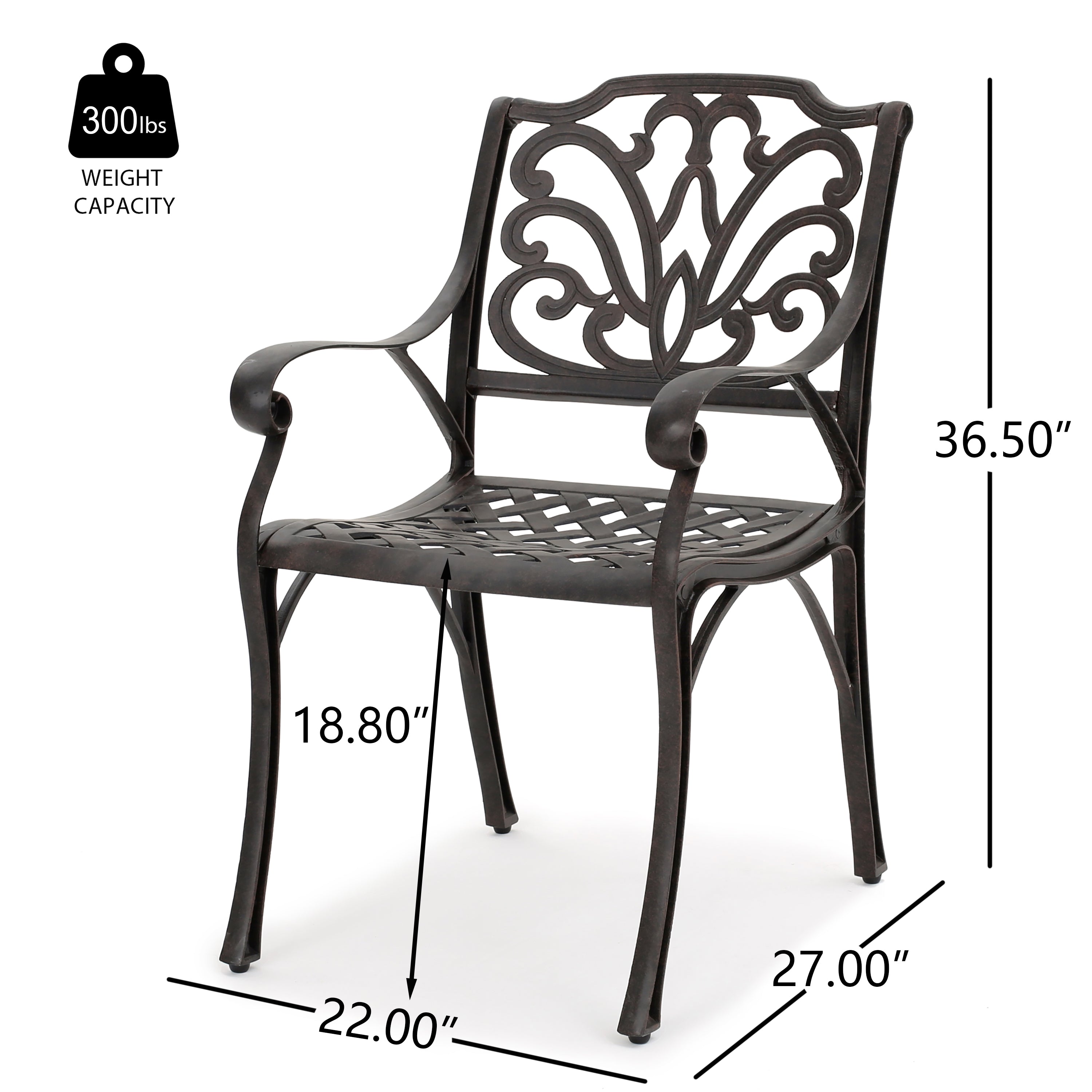 Montego Cast Aluminum Outdoor Dining Chairs in Bronze, Set of 2
