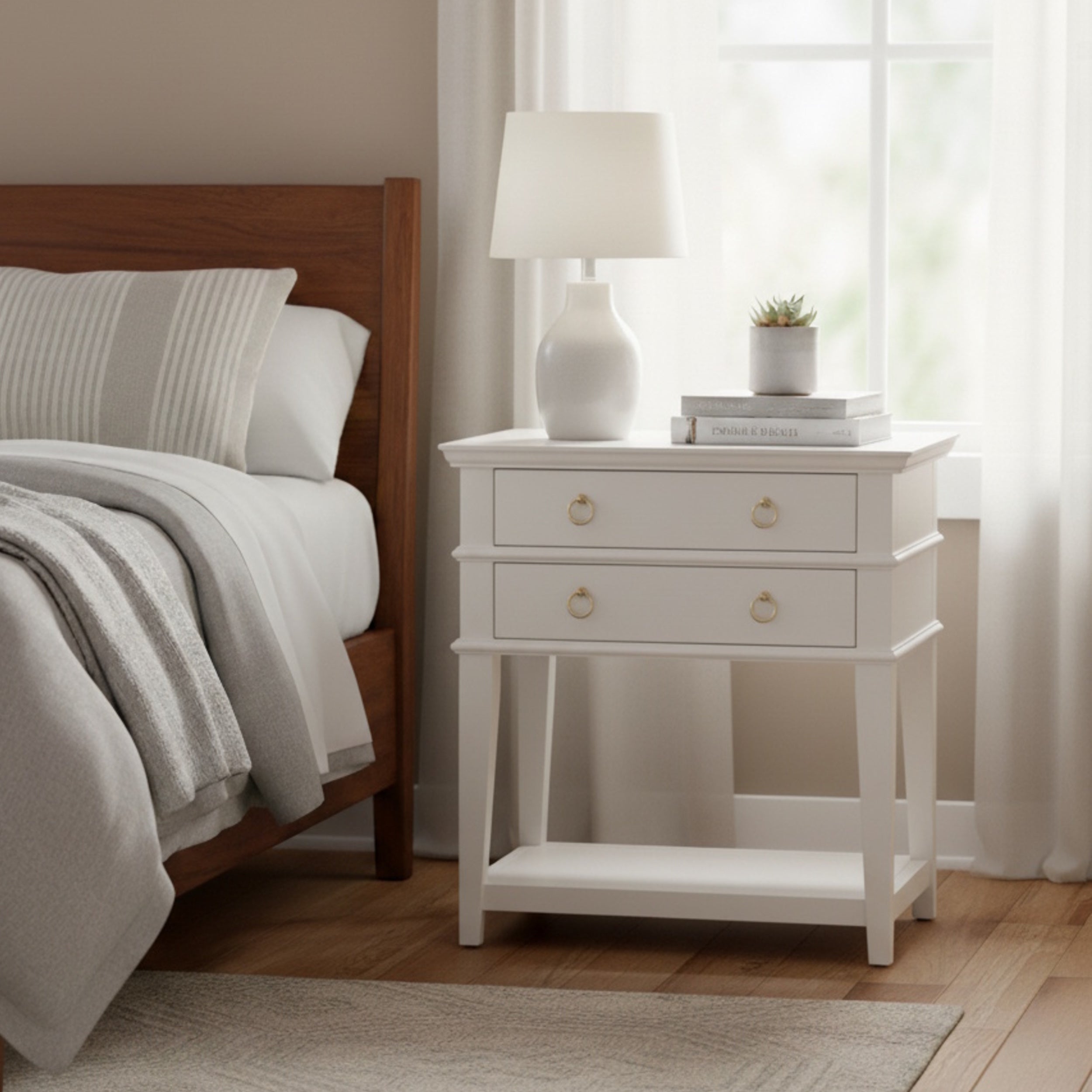 Carmona 2-Drawer Tray Top Nightstand