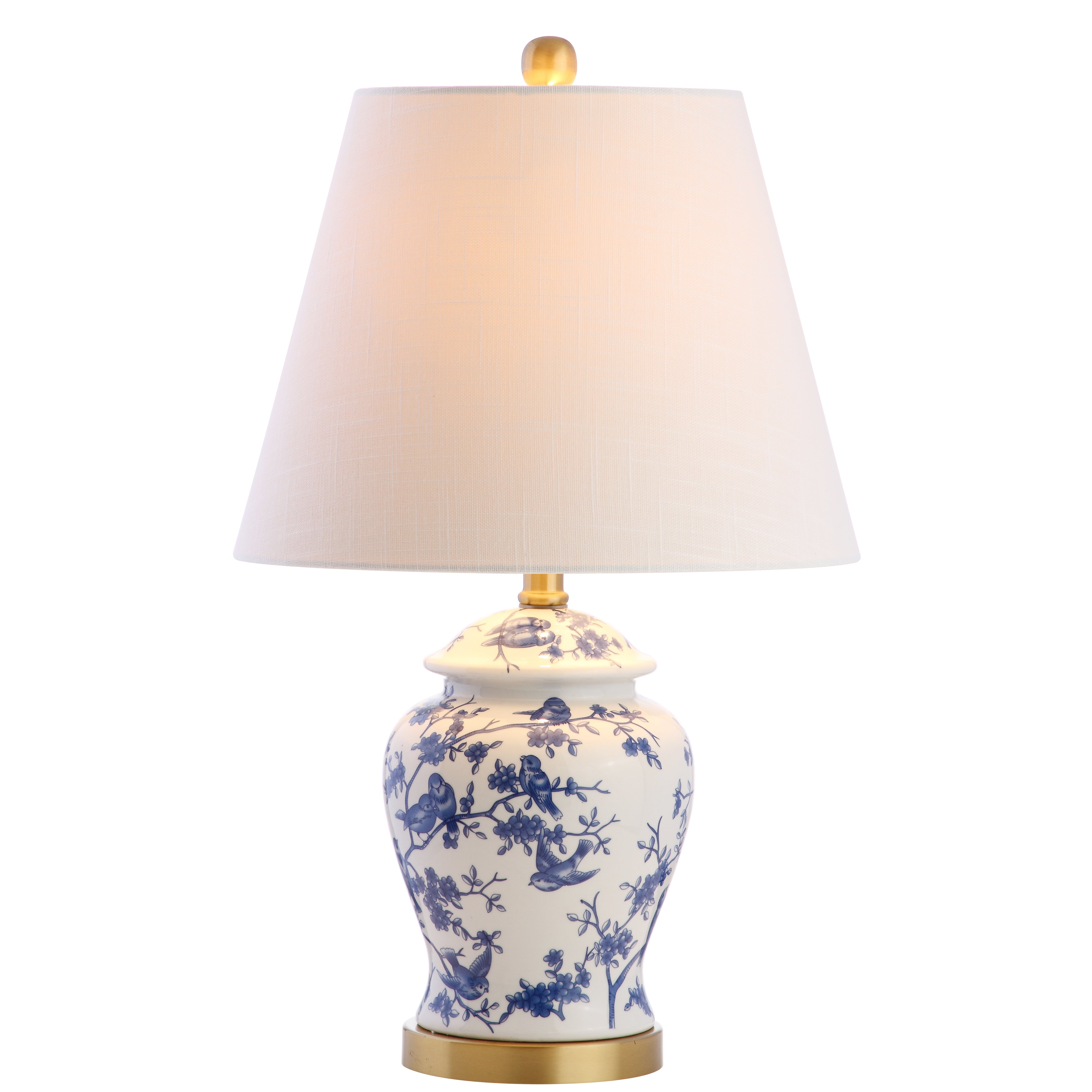 Penelope French Country Cottage Ceramic/Iron Chinoiserie Ginger Jar LED Table Lamp