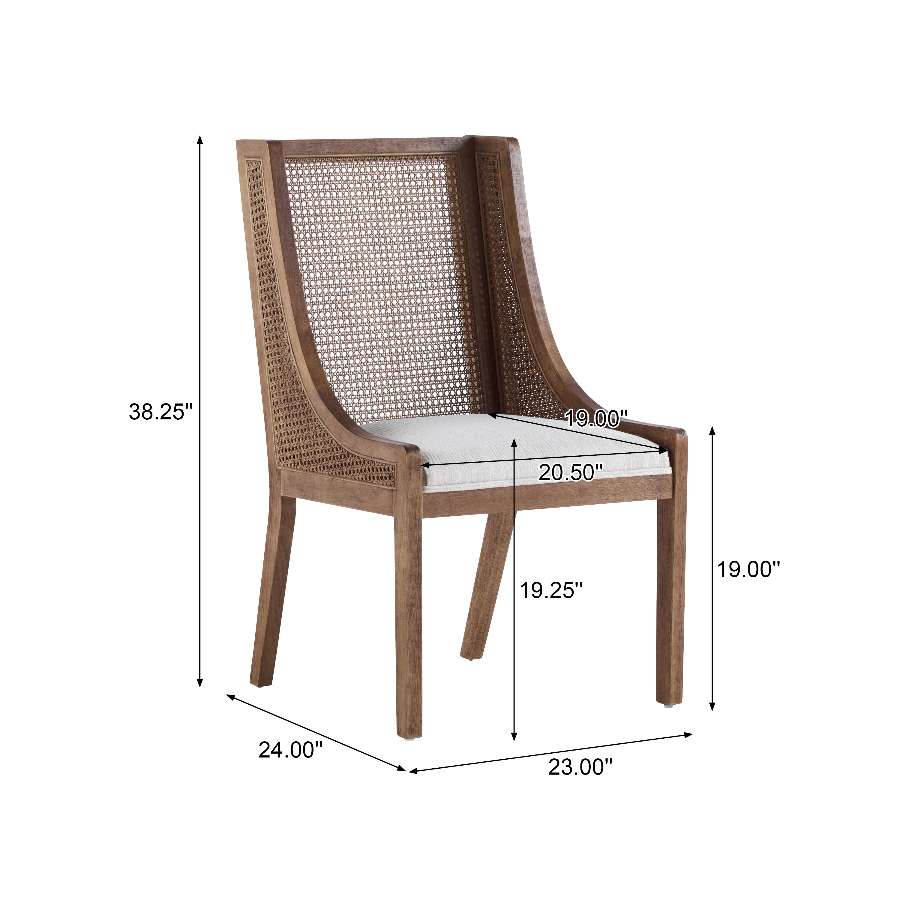 Rattan Wingback Dining Chair, Set of 2