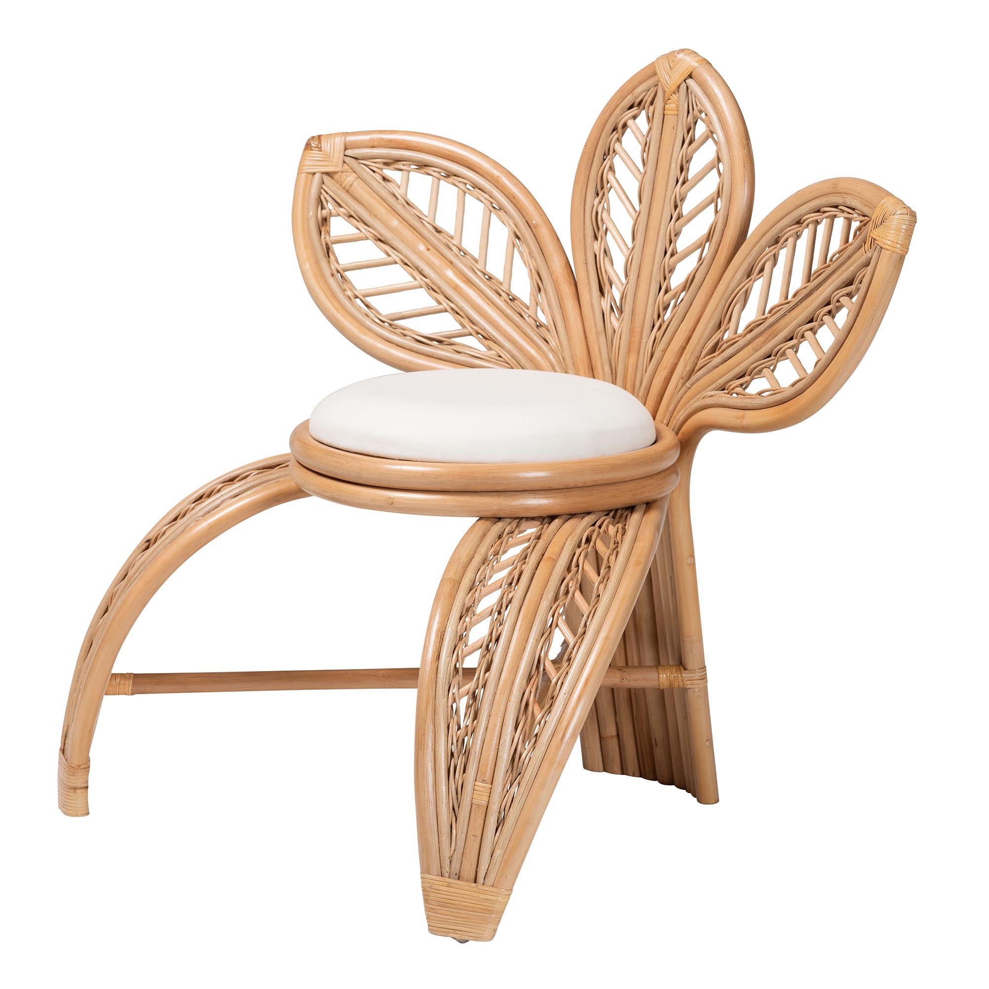 Modern Bohemian Natural Rattan Leaf Accent Chair