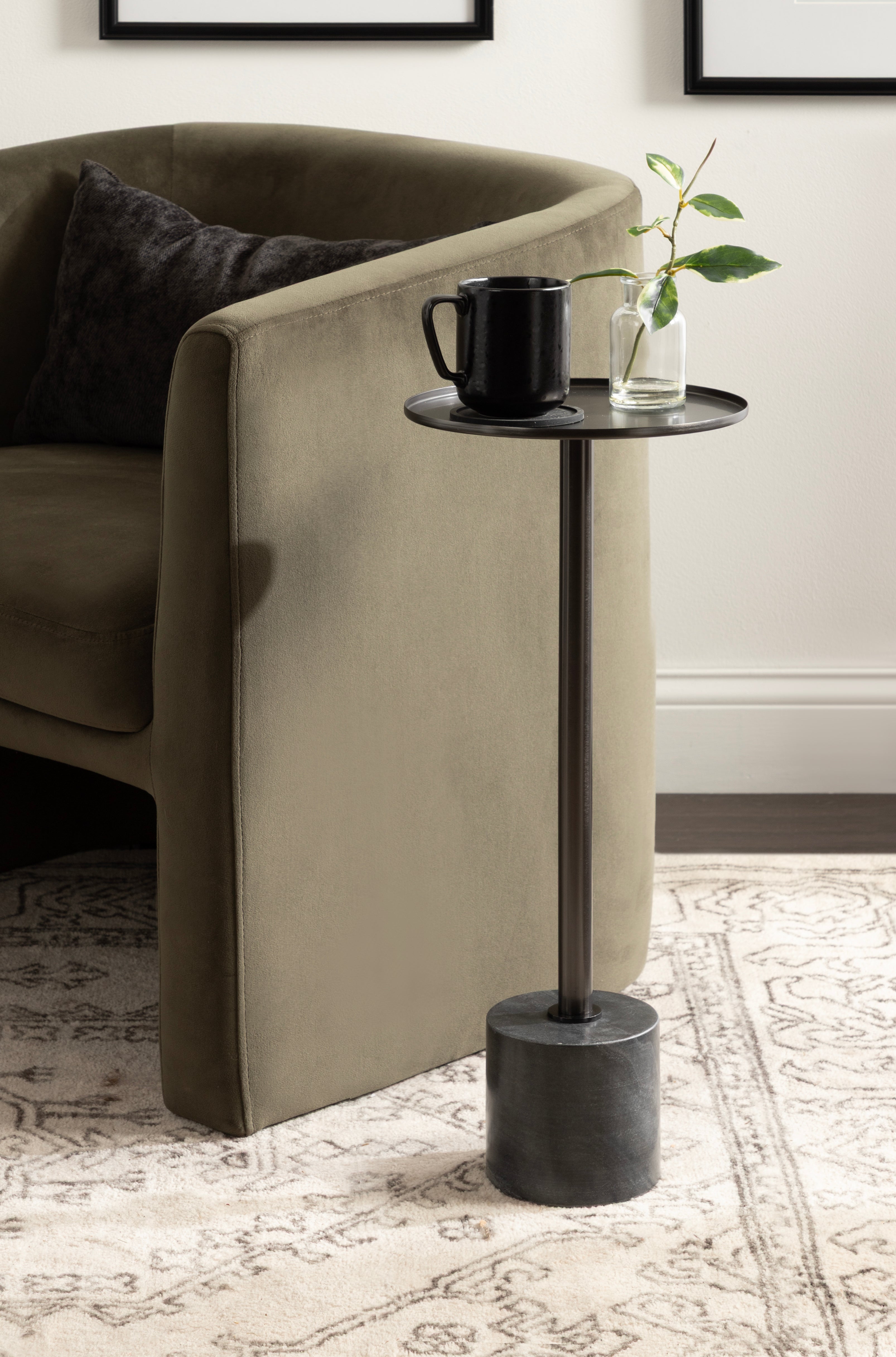 Vanora Metal and Marble Drink Table