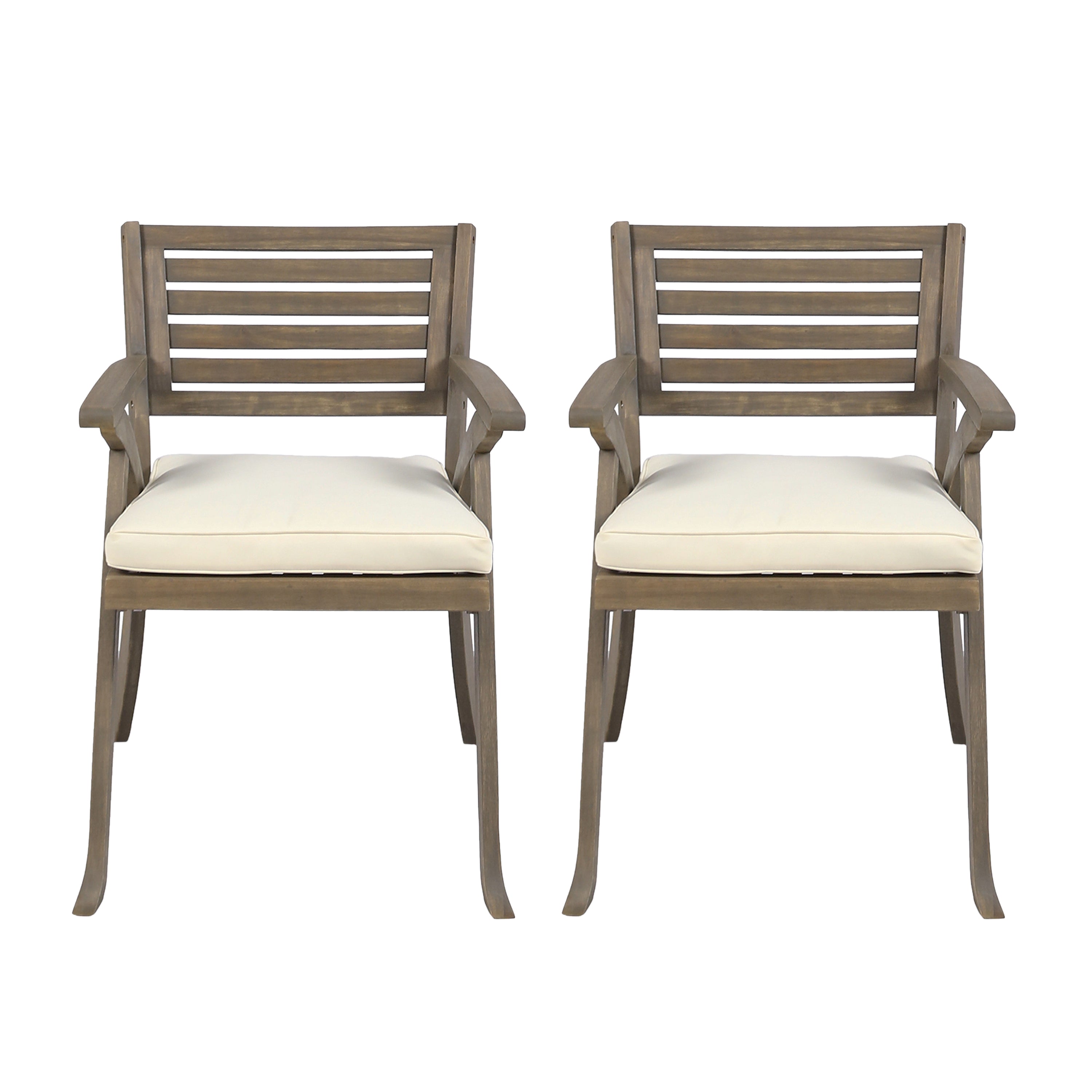 Helen Outdoor Acacia Wood Dining Chairs, Set of 2