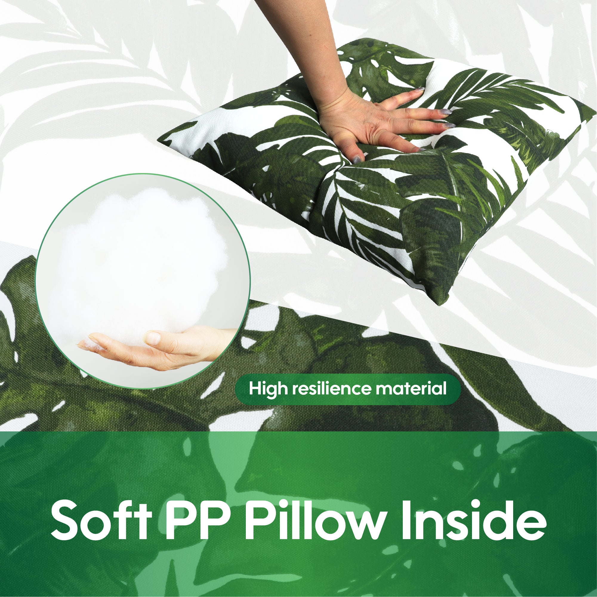 Dark Green Palm Outdoor Square Pillows, Set of 2