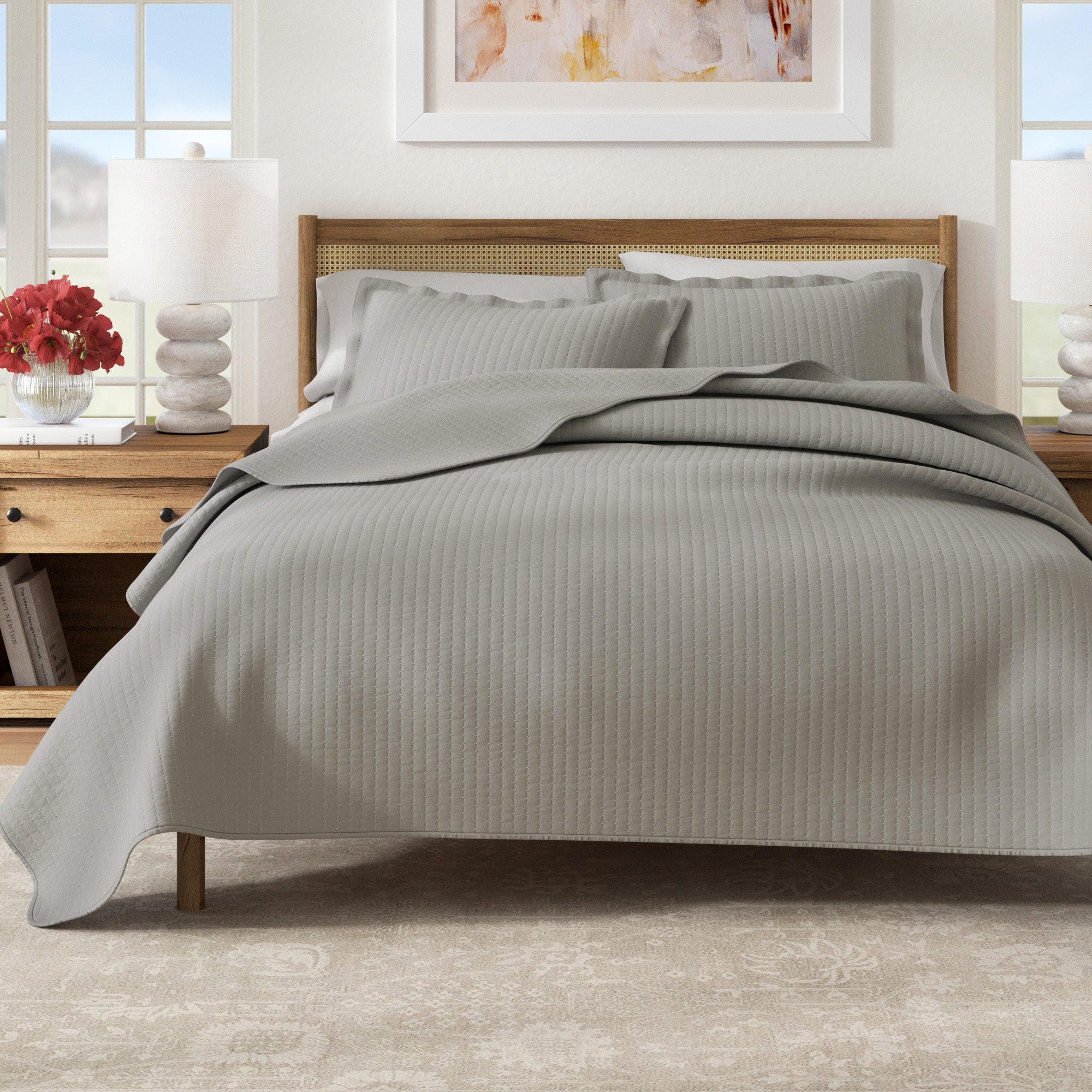 Stitched Quilt Set with Shams