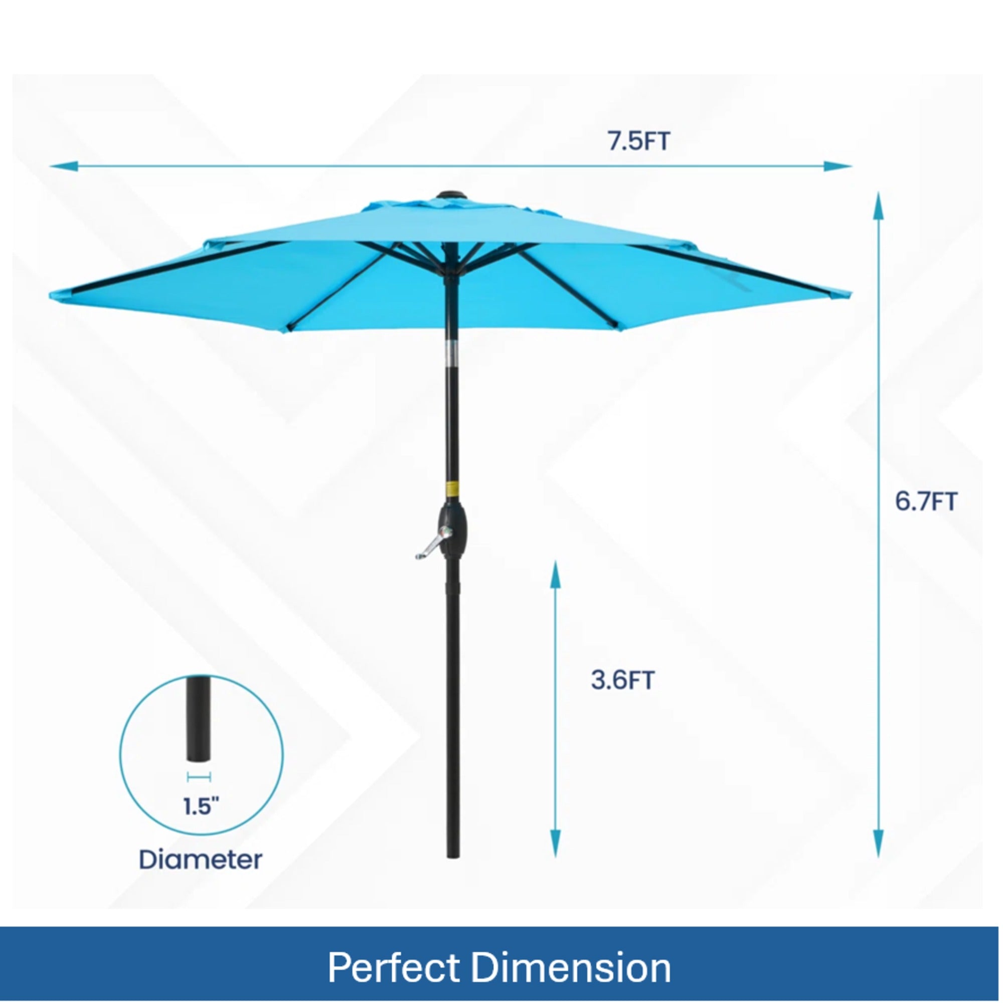 7.5 Feet Market Umbrella with Crank Lift & Tilt, Base Not Included