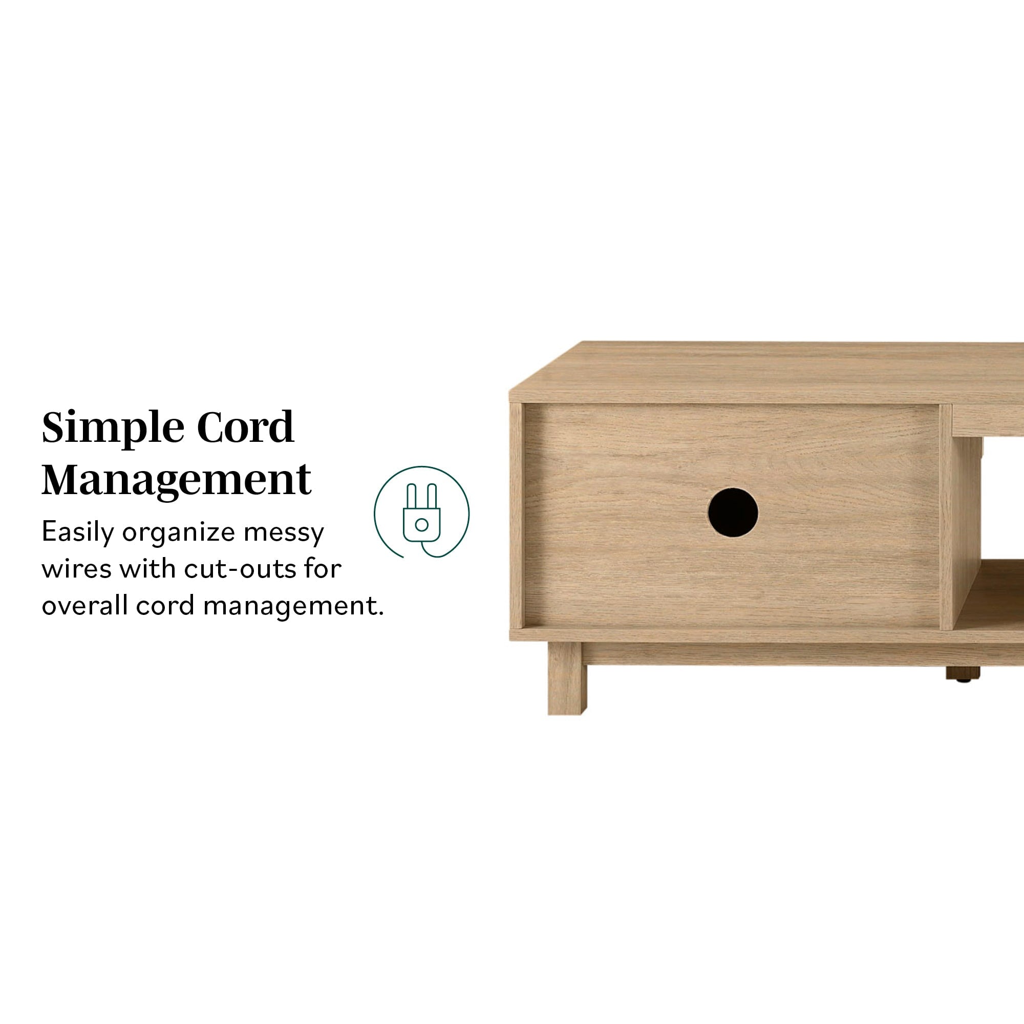 Vibrato Fluted-Door TV Stand with Open Shelf