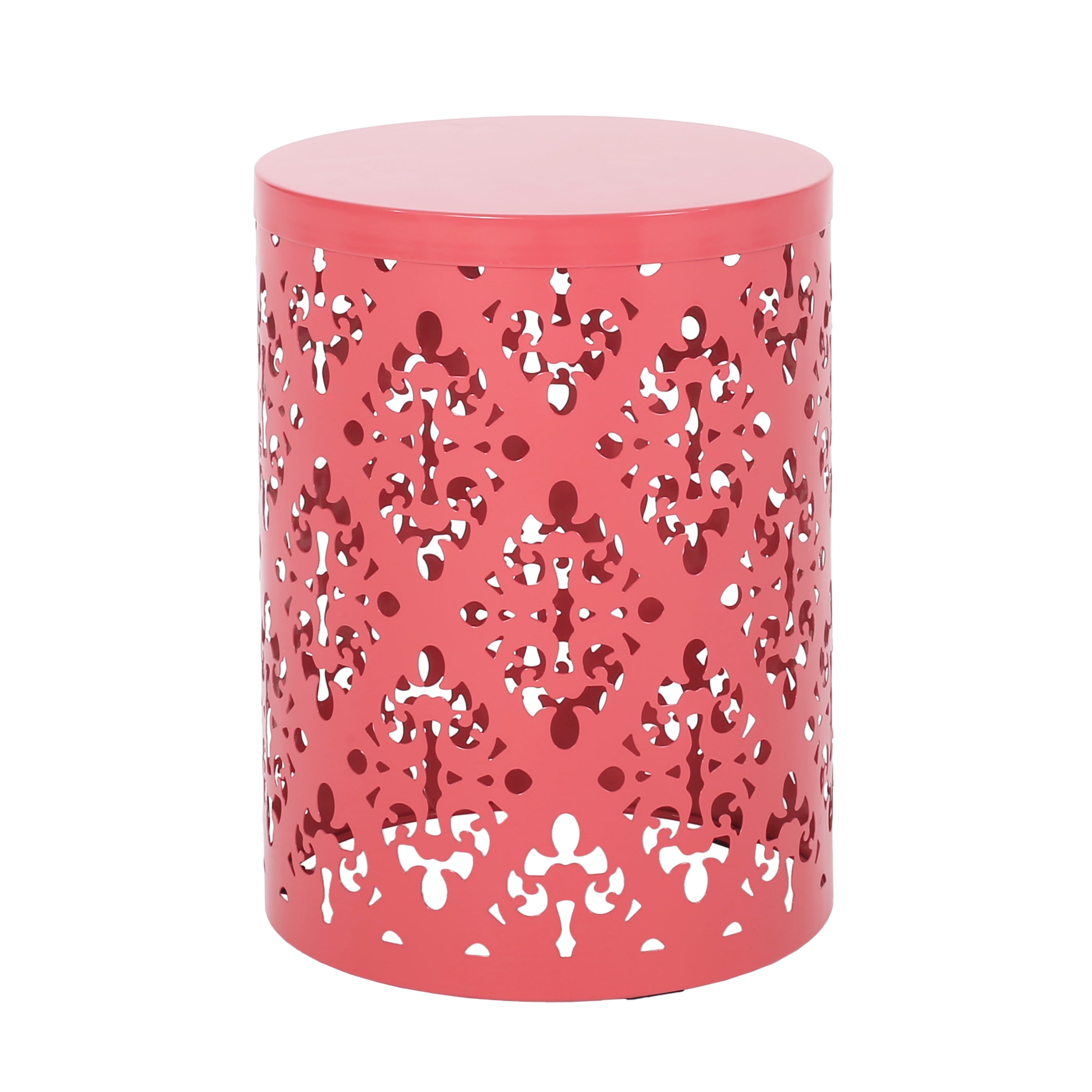 Refinery 2-Piece Outdoor End Table Set with Floral Patten and Iron Cut Design