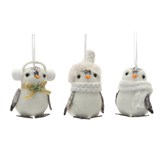 Winter Penguin Ornament (set of 12) - White
