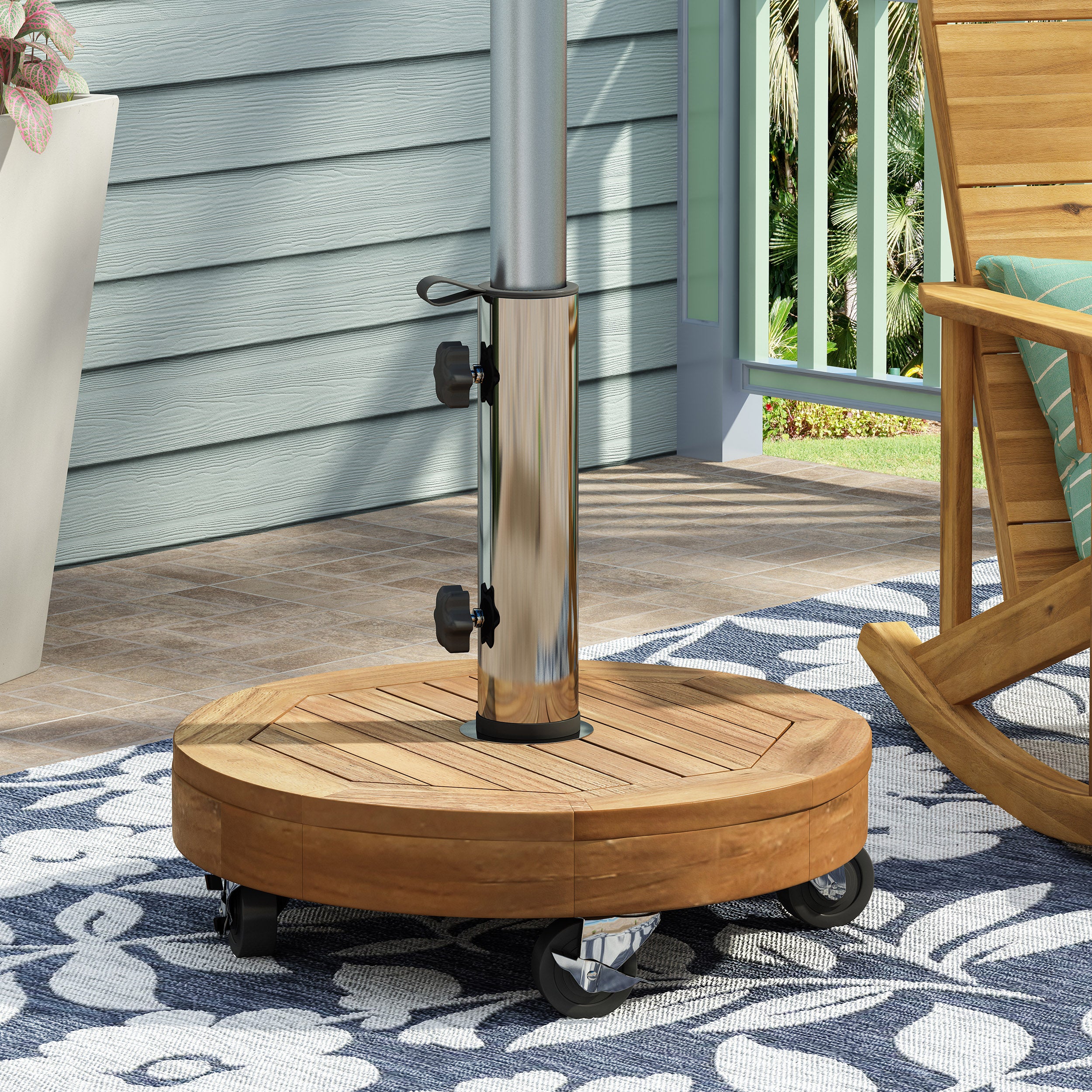 Outdoor Round Umbrella Base with Casters