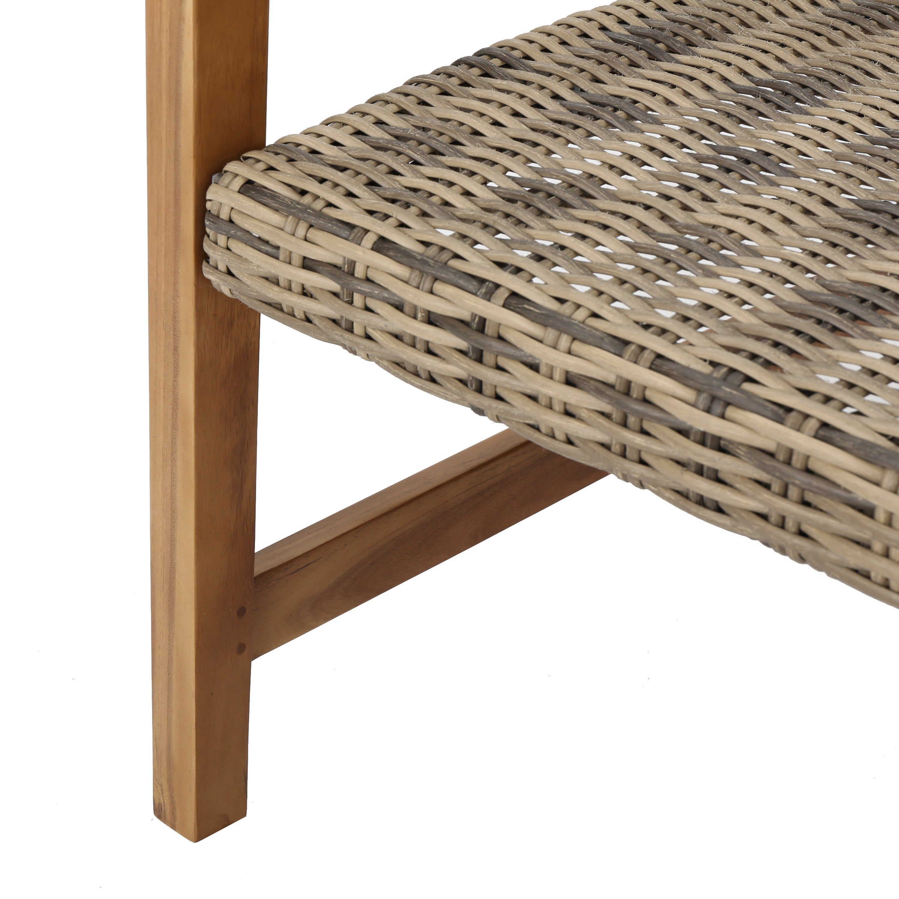 Hampton Outdoor Rattan & Acacia Wood Wicker Club Chairs, Set of 2