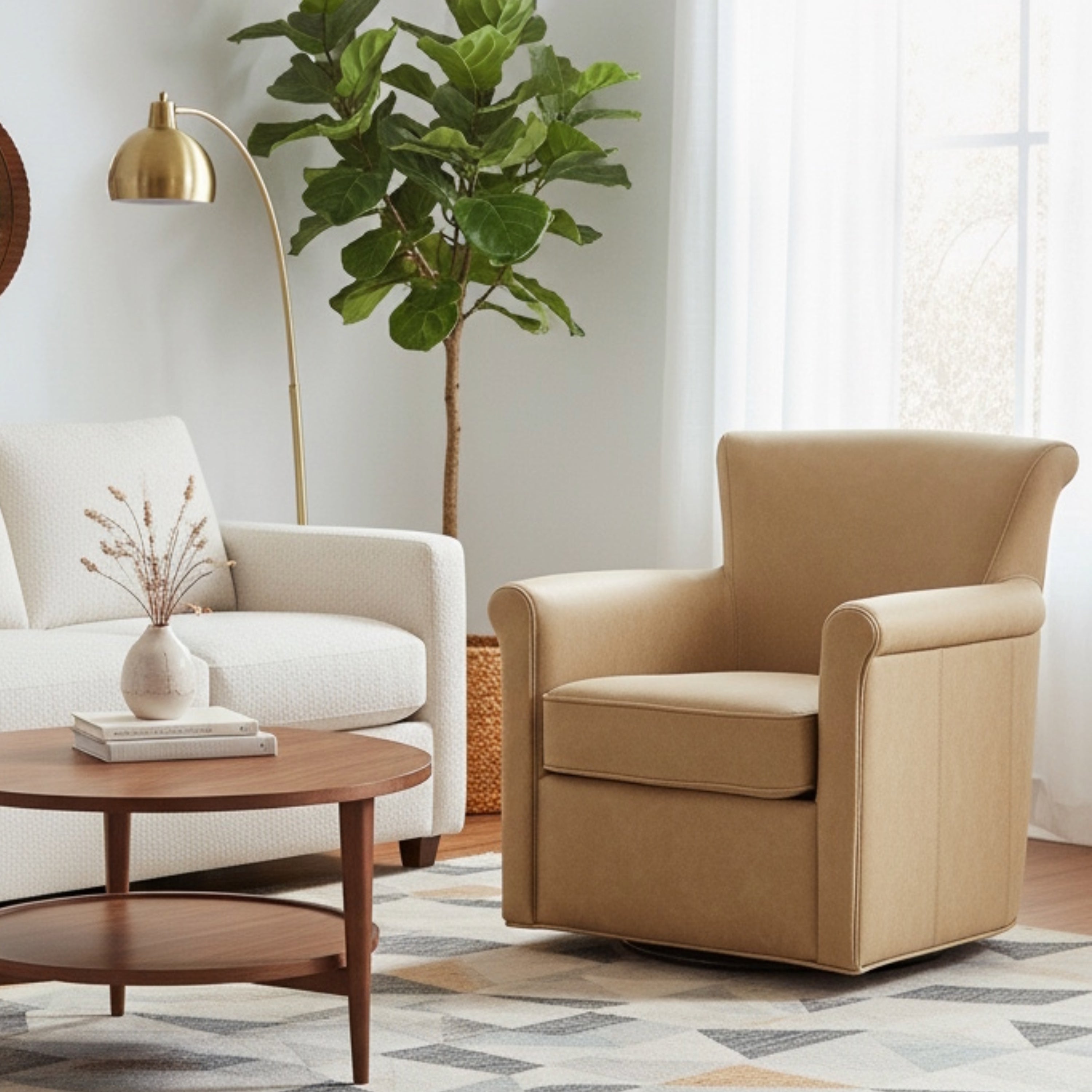 Westly Faux Leather Swivel Accent Chair