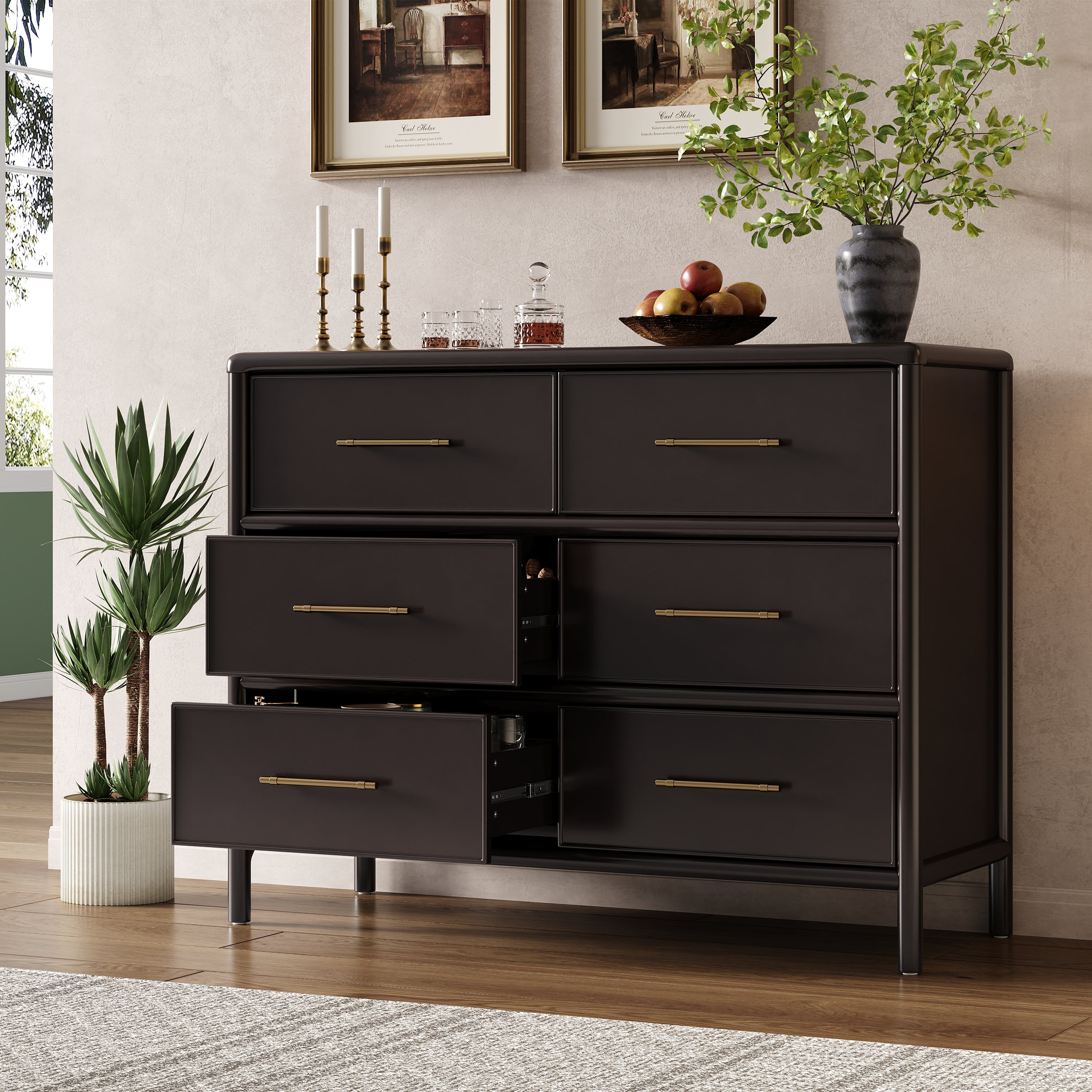 Mid-Century Modern 6-Drawer Storage Drawers