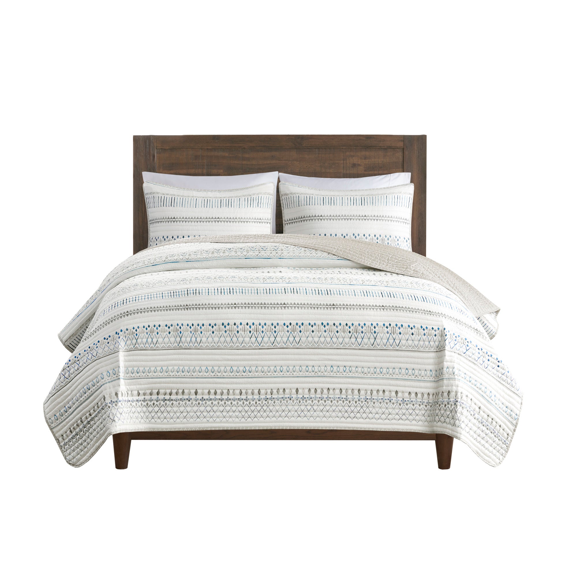 Fraser 3-Piece Printed Microfiber Seersucker Quilt Set