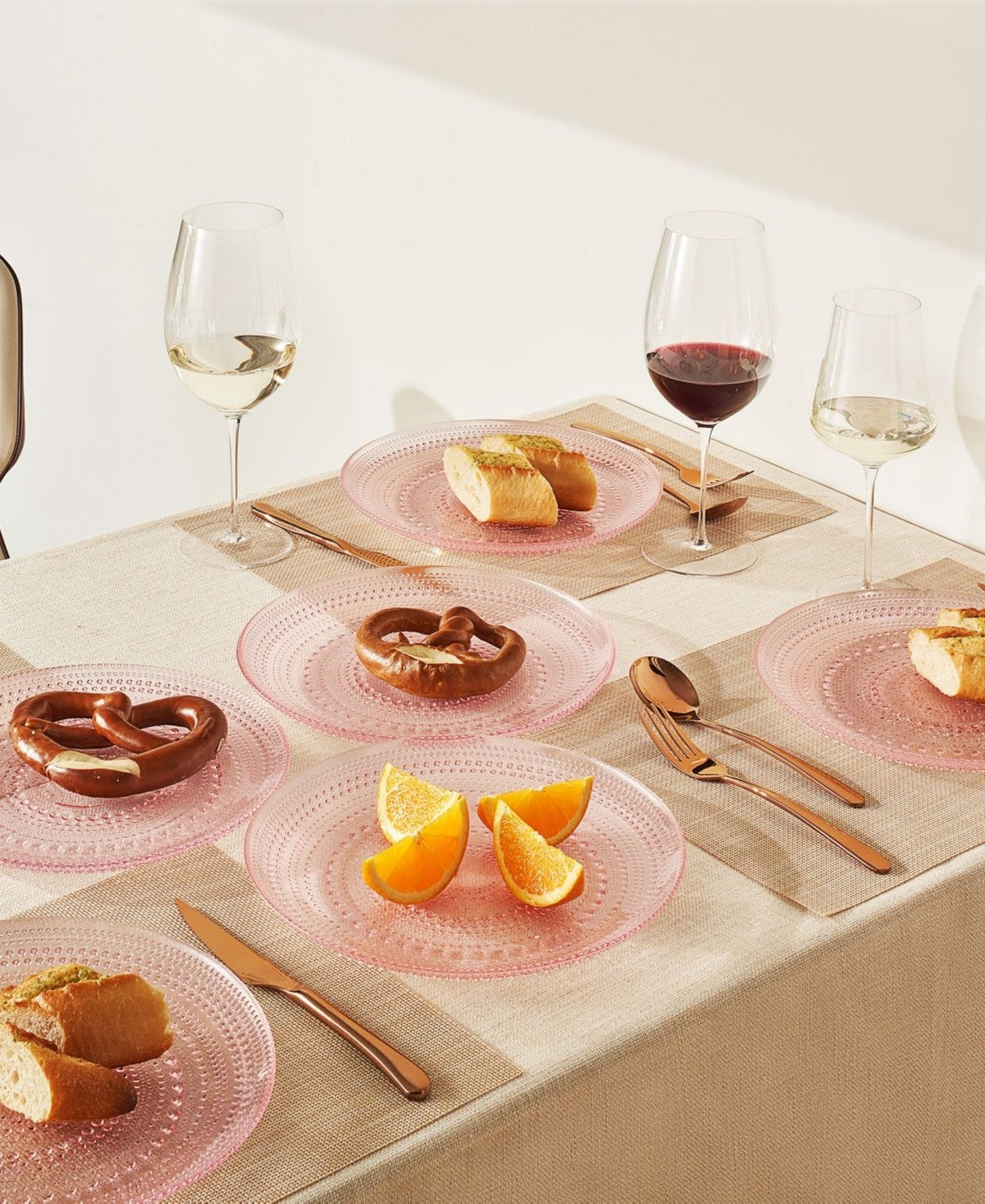 Pink Hobnail Dinner Plates Set of 4