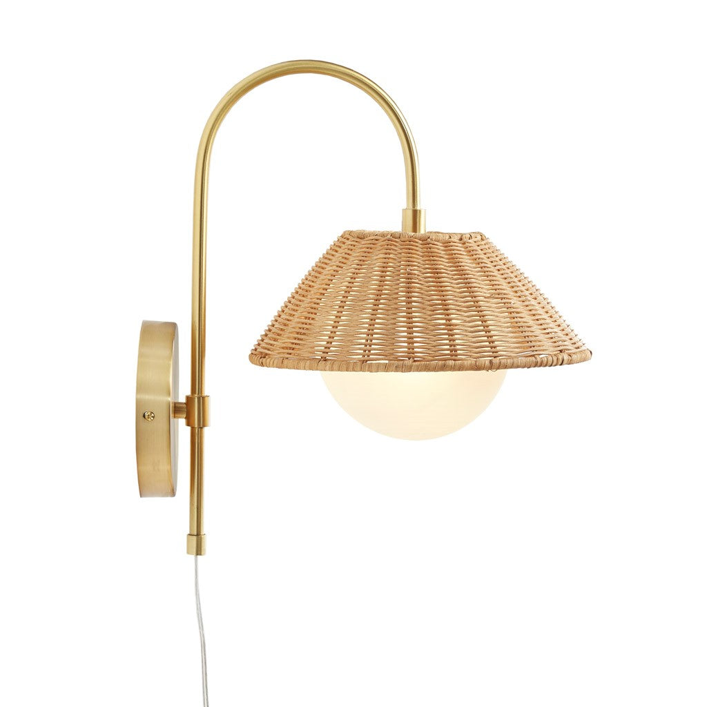 Colander Rattan Weave Wall Sconce with Iron Base