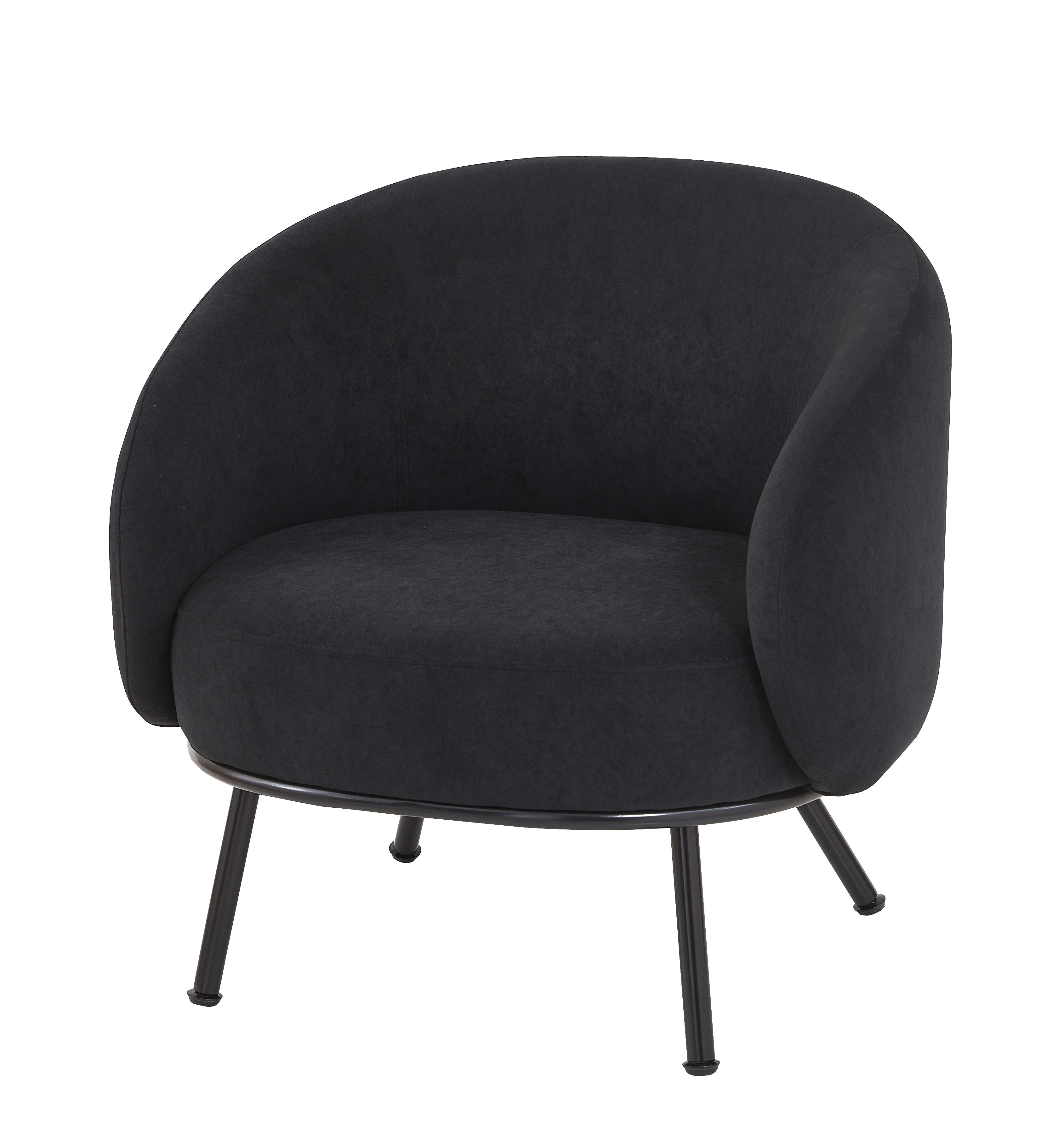 Mid-Century Modern Velvet Accent Chair, Upholstered Barrel Armchair with Metal Legs, Comfy Single Sofa Chair for Living Room Bedroom