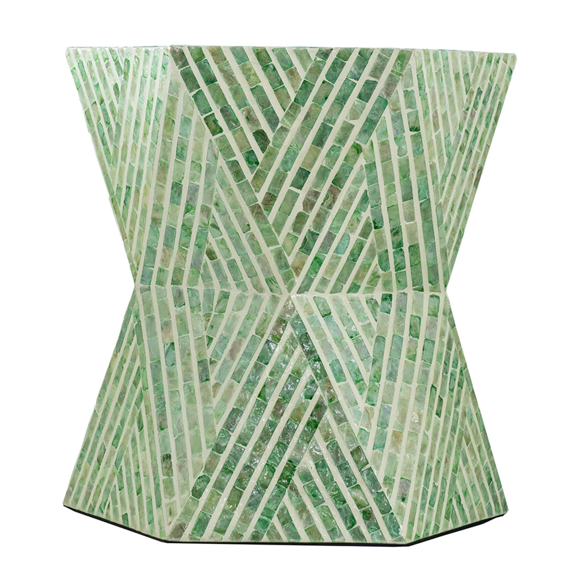 Tapered Green Garden Capiz Stool/Accent Side Table