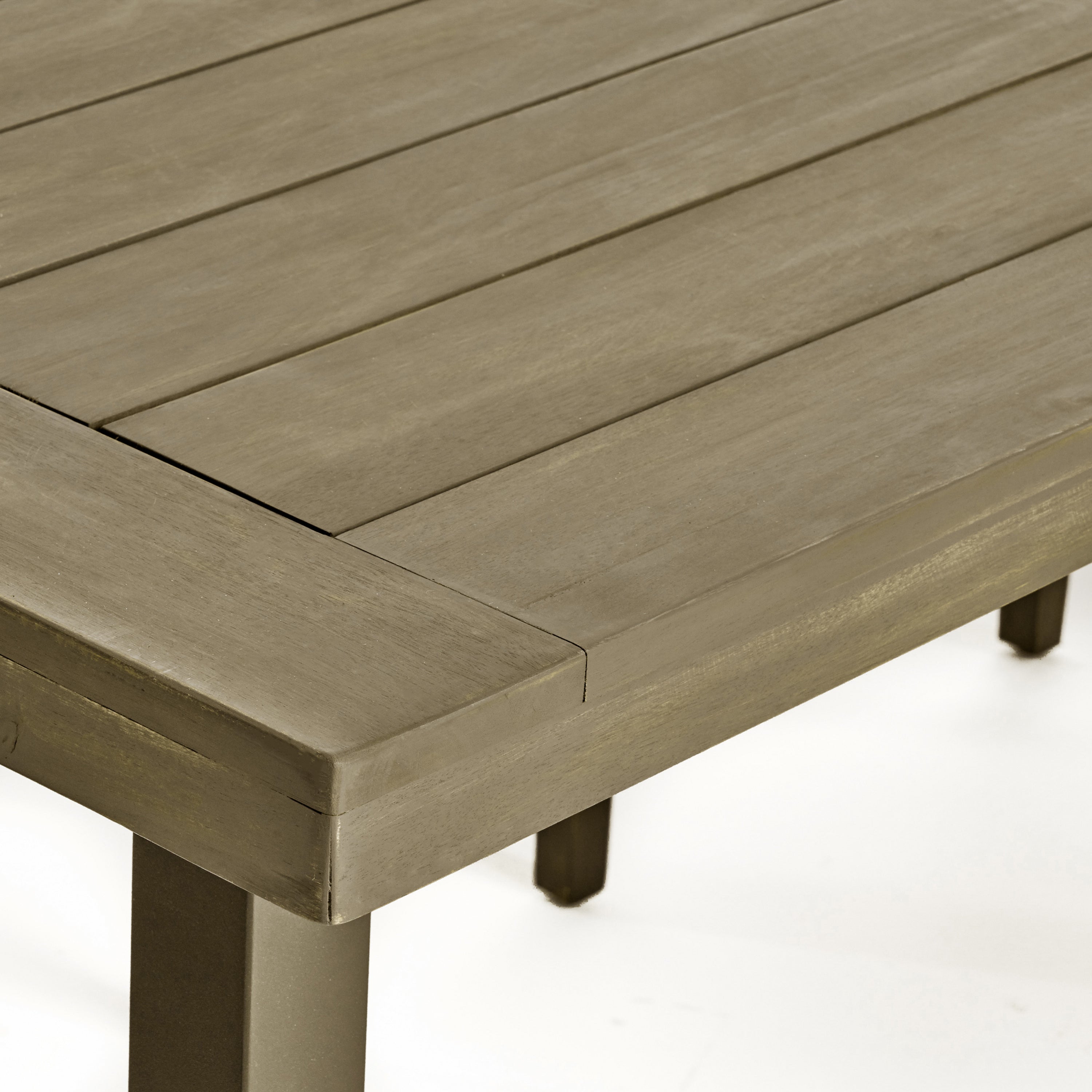 Della Outdoor Acacia Wood Dining Table with Metal Legs