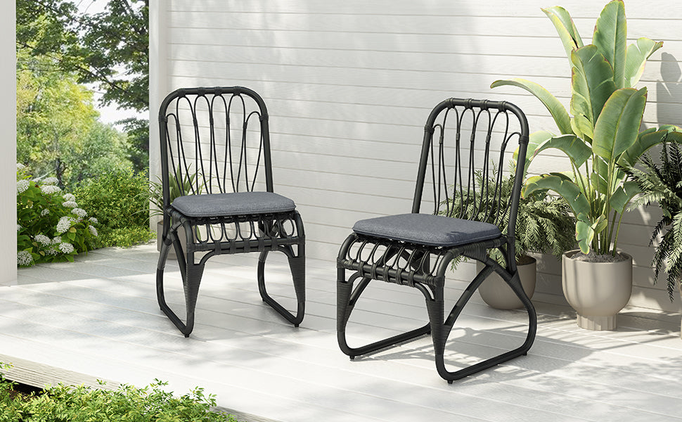 Outdoor Faux Rattan Dining Chairs, Set of 2