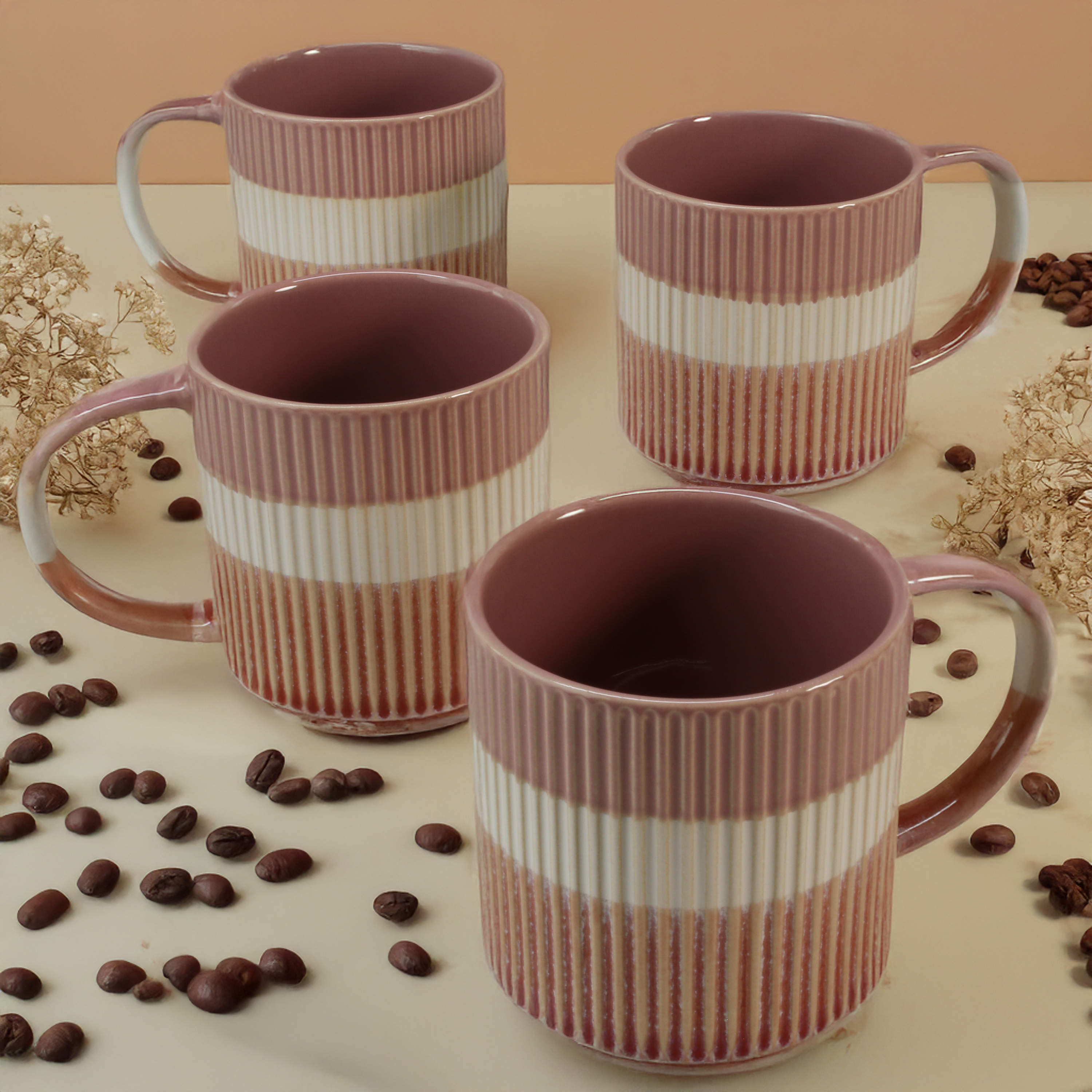 Tri-Color Mugs, Set of 4