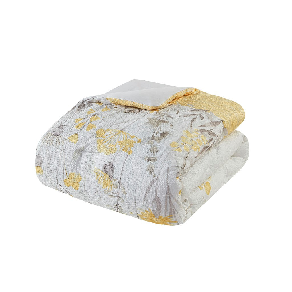 5 Piece Seersucker Comforter Set with Throw Pillows